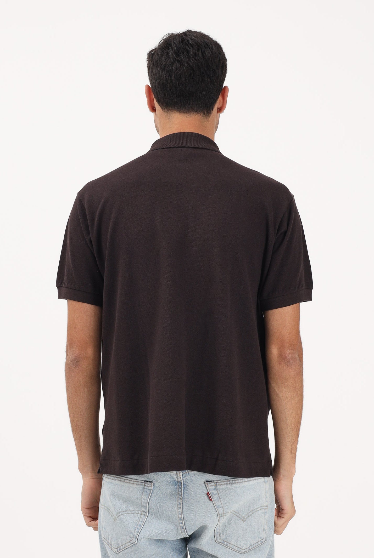 LACOSTE Polo marrone per uomo e donna con patch logo coccodrilo 1212 3LA LACOSTE