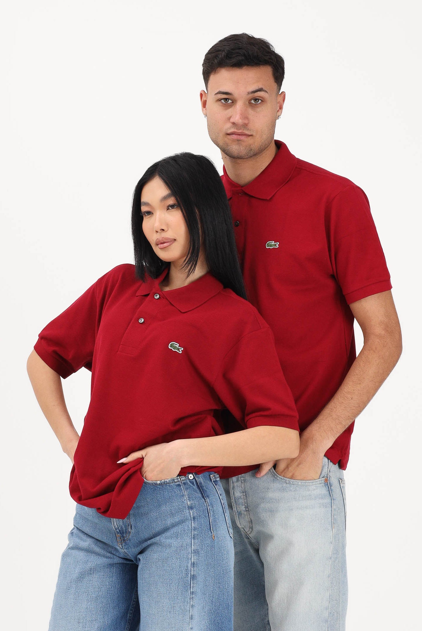 LACOSTE Polo bordeaux per uomo e donna con patch logo coccodirllo 1212 476 LACOSTE