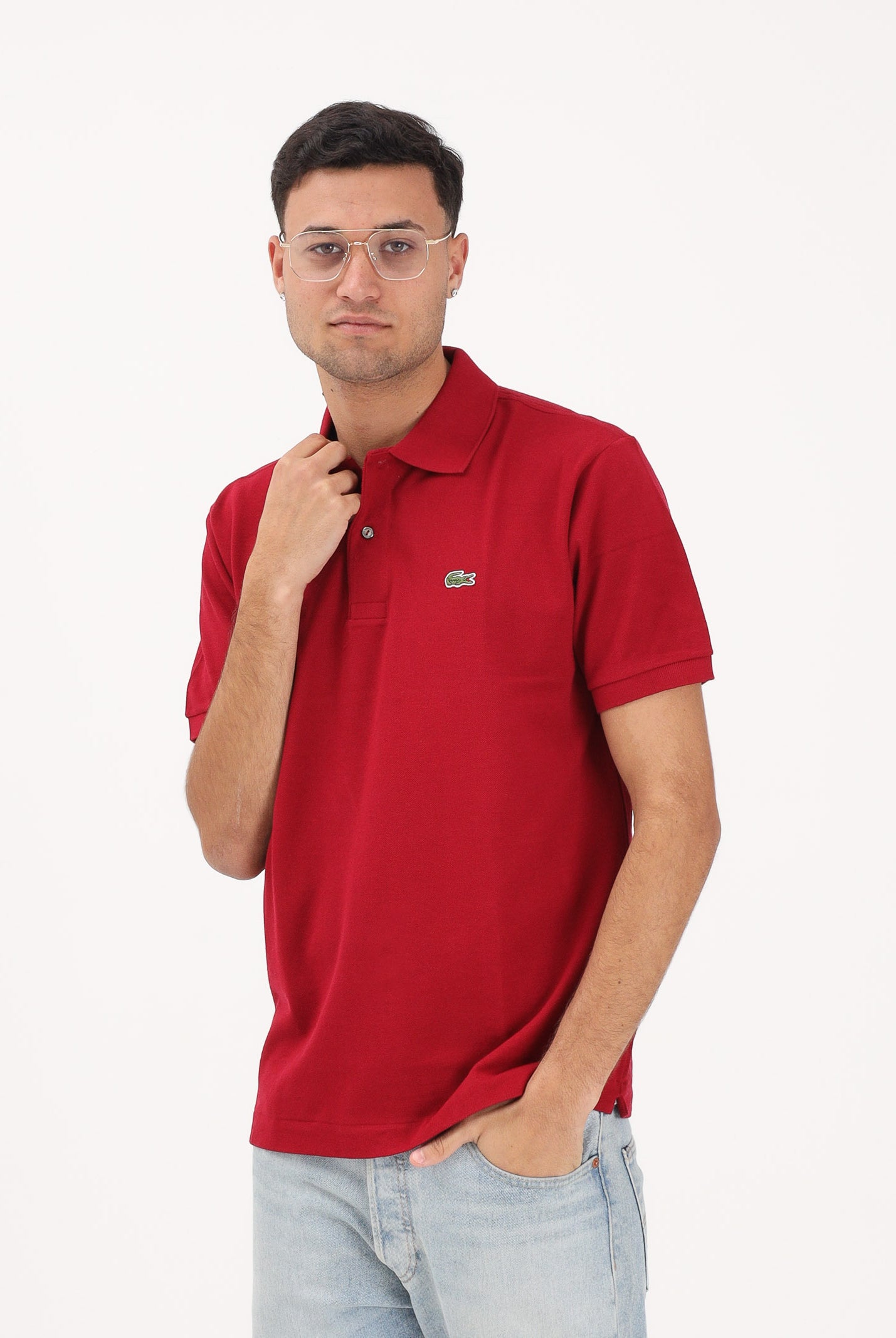 LACOSTE Polo bordeaux per uomo e donna con patch logo coccodirllo 1212 476 LACOSTE