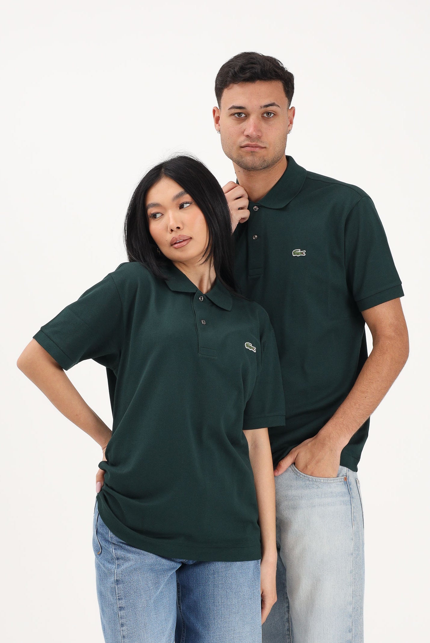 LACOSTE Polo verde scuro per uomo e donna con patch logo coccodirllo 1212 AFK LACOSTE