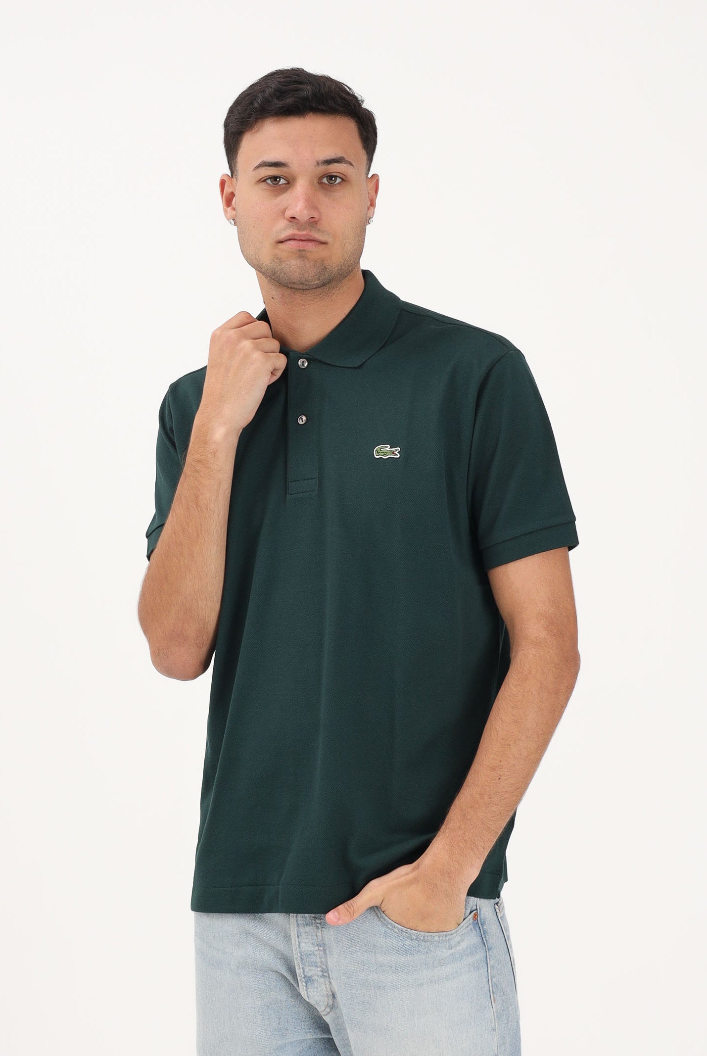 LACOSTE Polo verde scuro per uomo e donna con patch logo coccodirllo 1212 AFK LACOSTE