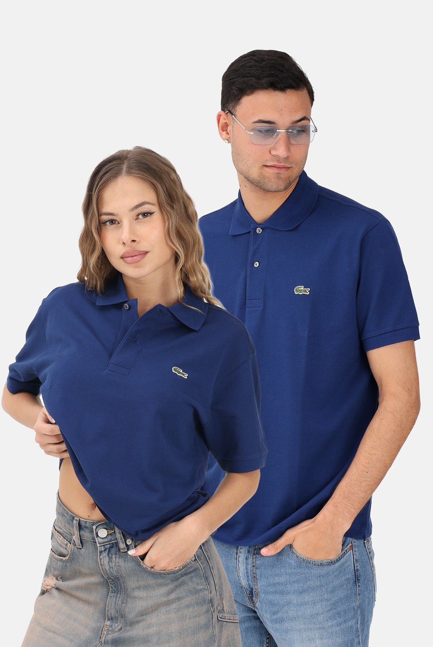 LACOSTE Polo a manica corta blu per uomo e donna con patch logo 1212 F9F LACOSTE