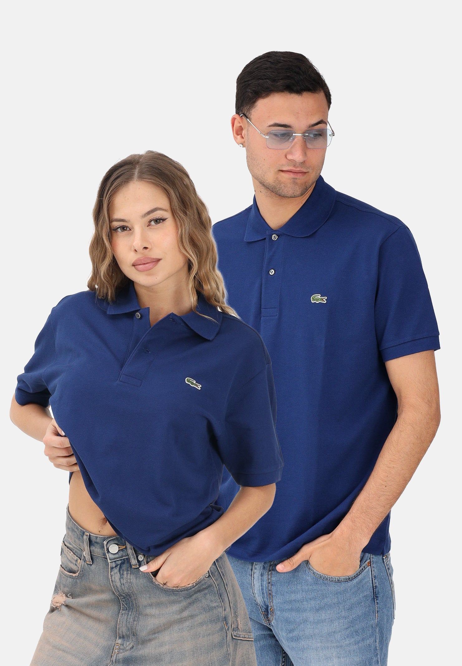 LACOSTE Polo a manica corta blu per uomo e donna con patch logo 1212 F9F LACOSTE