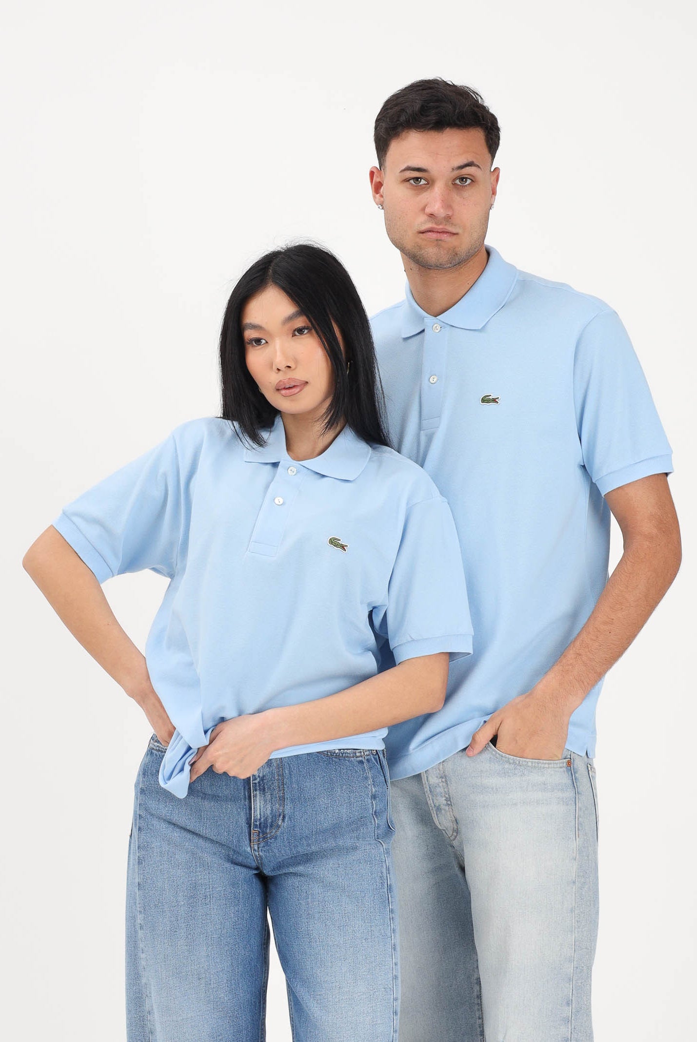 LACOSTE Polo a manica corta azzurra per uomo e donna con patch logo coccodirllo 1212 HBP LACOSTE