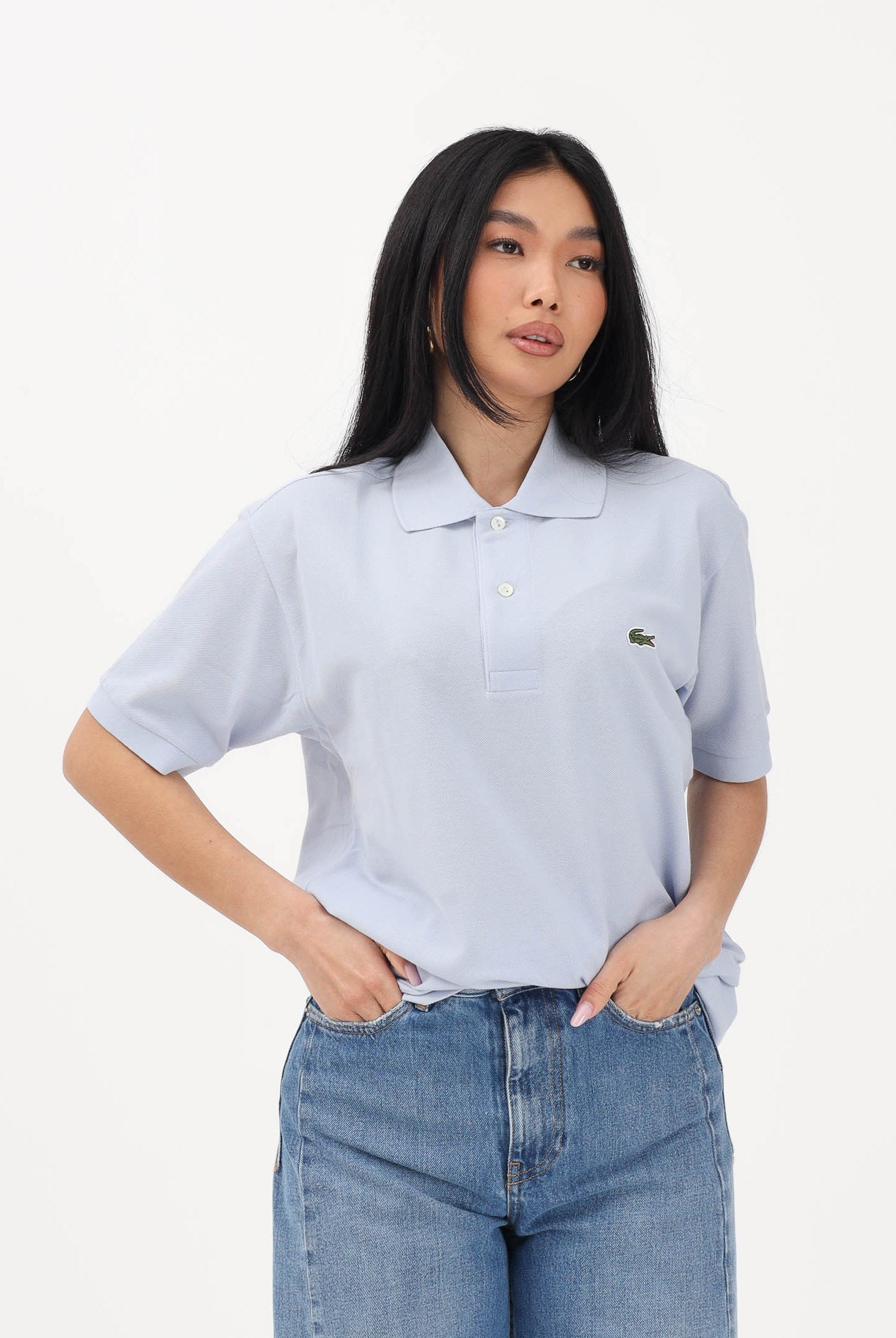 LACOSTE Polo azzurra per uomo e donna con patch logo coccodirllo 1212 J2G LACOSTE