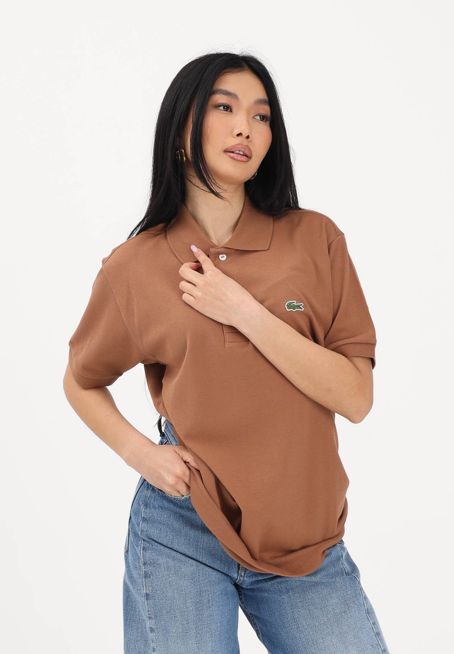 LACOSTE Polo cuoio per uomo e donna con patch logo coccodirllo 1212 LFA LACOSTE
