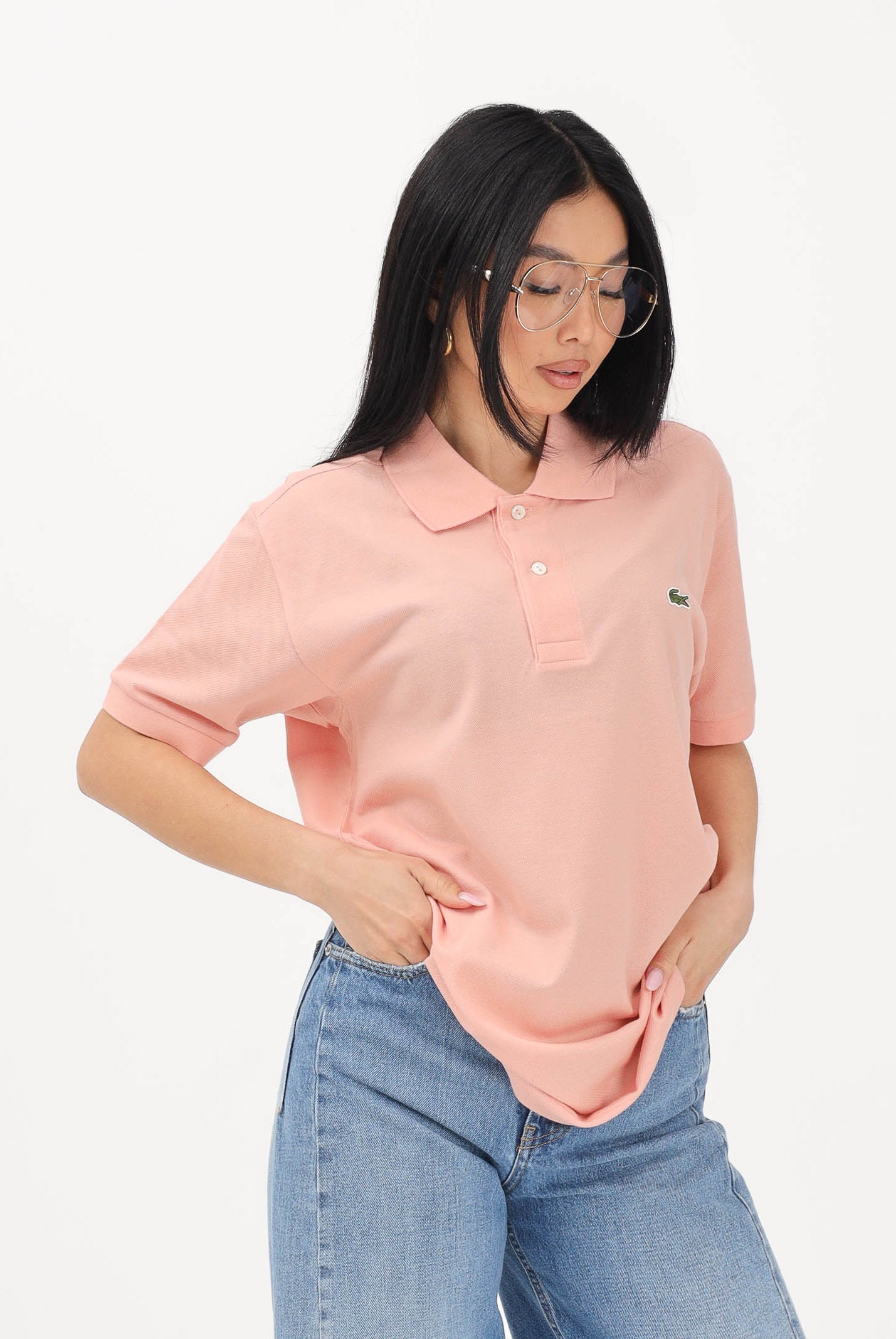 LACOSTE Polo salmone per uomo e donna caratterizzata da patch logo coccodirllo 1212 UI2 LACOSTE