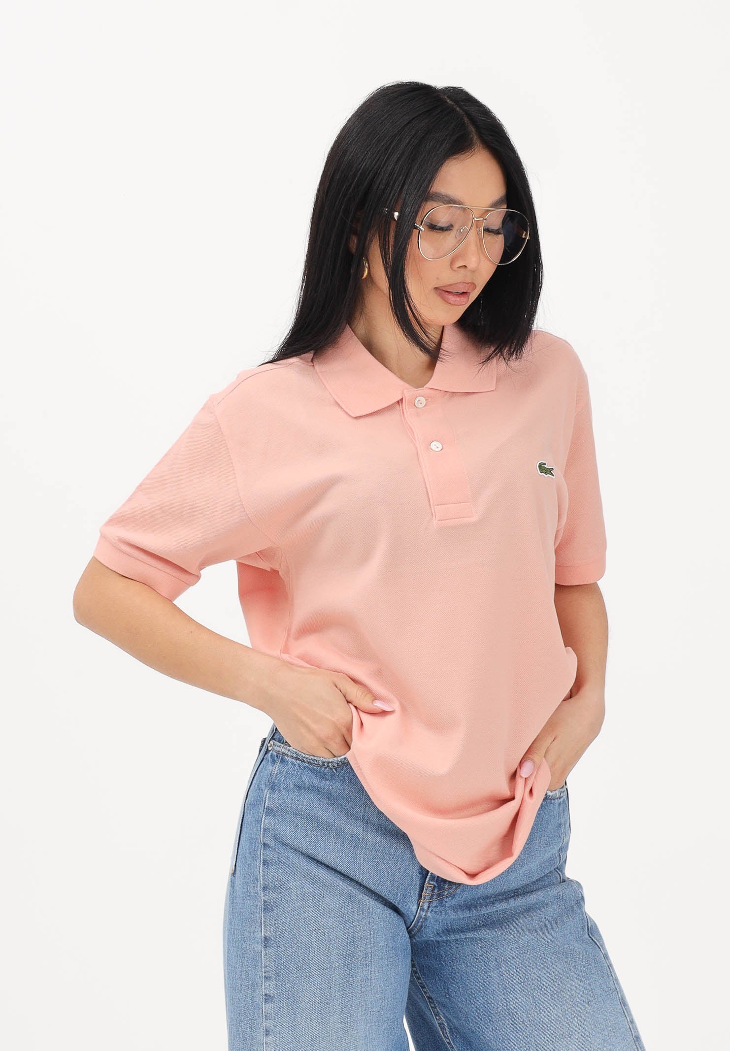 LACOSTE Polo salmone per uomo e donna caratterizzata da patch logo coccodirllo 1212 UI2 LACOSTE