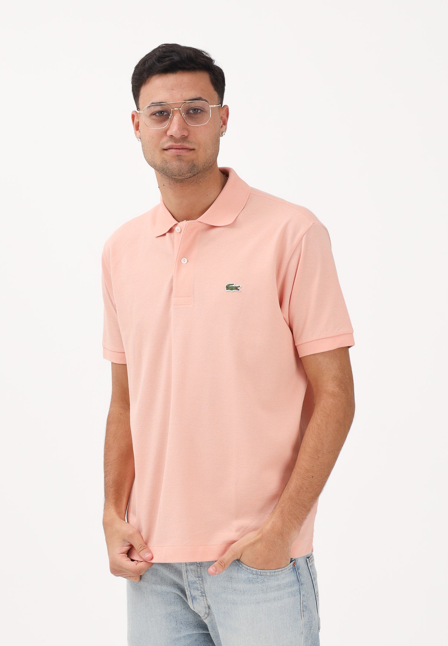LACOSTE Polo salmone per uomo e donna caratterizzata da patch logo coccodirllo 1212 UI2 LACOSTE