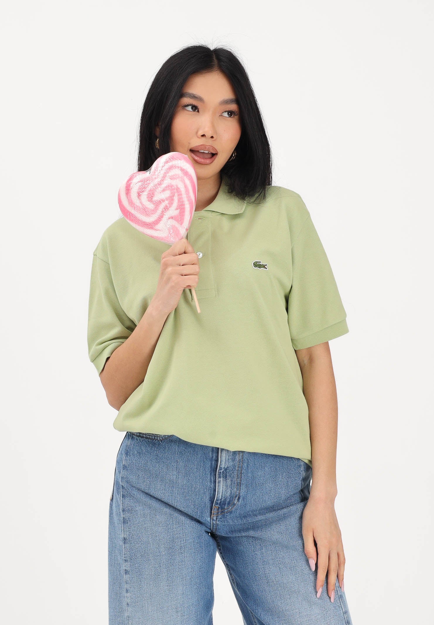 LACOSTE Polo verde chiaro per uomo e donna caratterizzata da patch logo coccodirllo 1212 UYB LACOSTE
