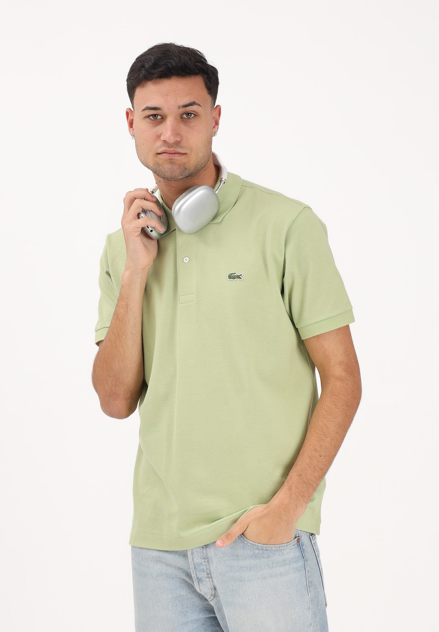 LACOSTE Polo verde chiaro per uomo e donna caratterizzata da patch logo coccodirllo 1212 UYB LACOSTE