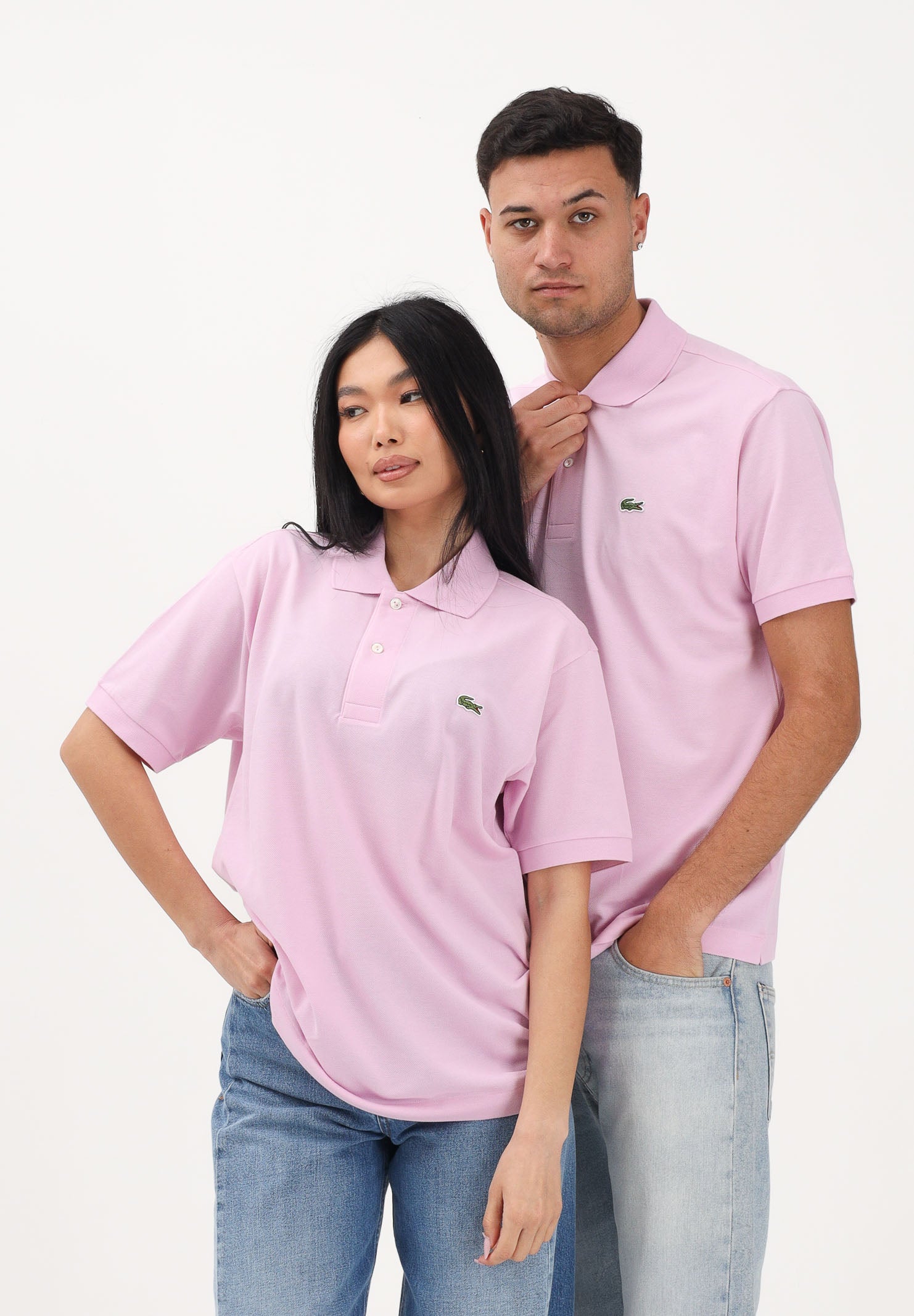 LACOSTE Polo rosa per uomo e donna con patch logo coccodirllo 1212 Z4H LACOSTE