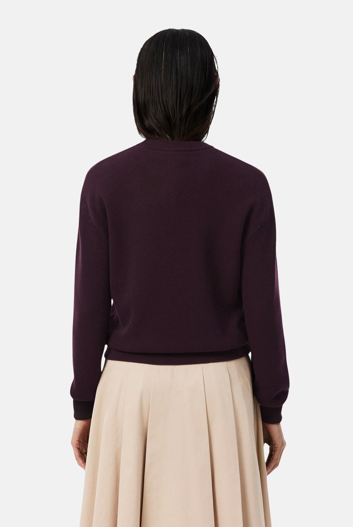 LACOSTE Maglione girocollo Chestnut Brown, marrone da donna con logo iconico coccodrillo AF4158 3KE LACOSTE