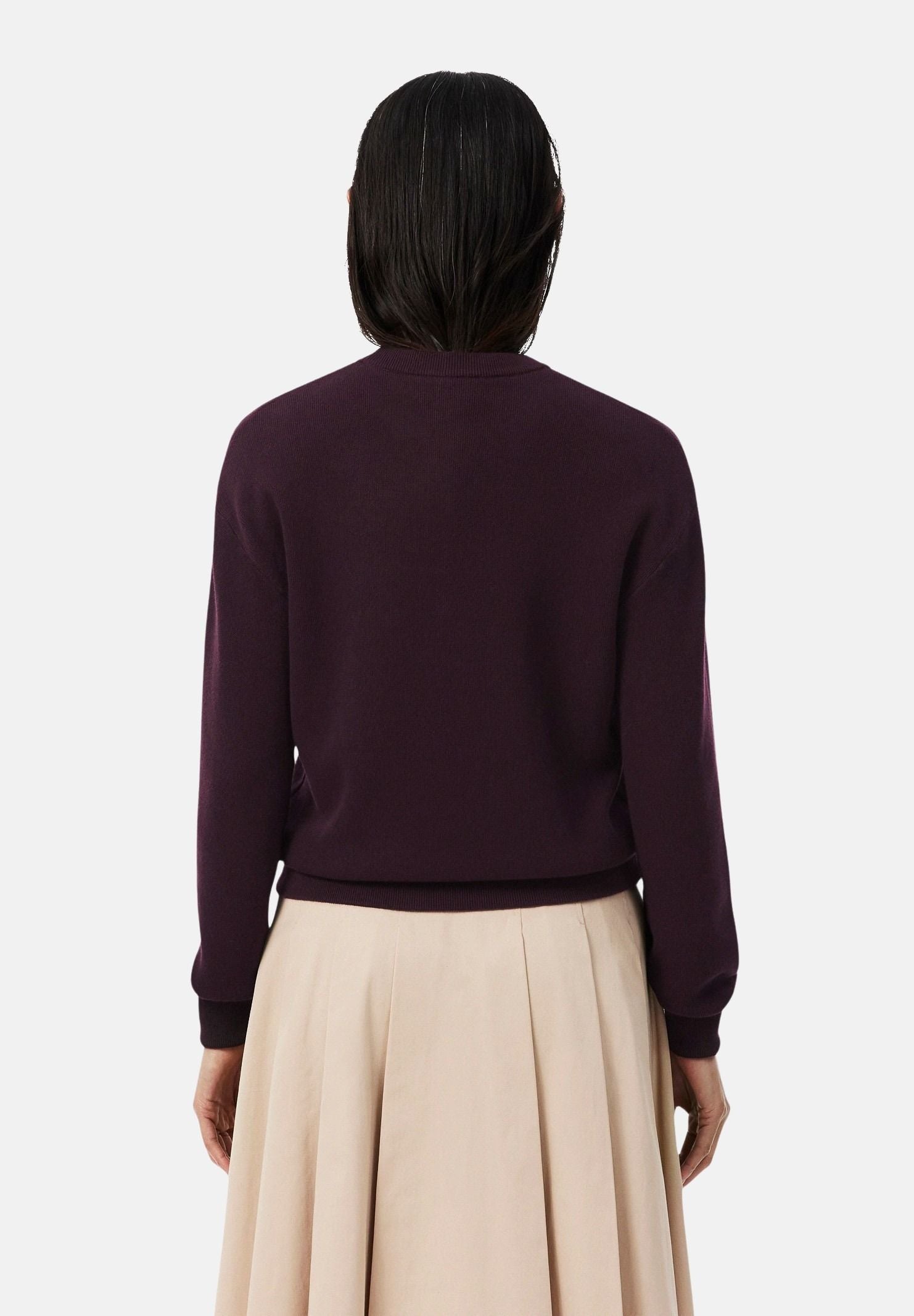 LACOSTE Maglione girocollo Chestnut Brown, marrone da donna con logo iconico coccodrillo AF4158 3KE LACOSTE