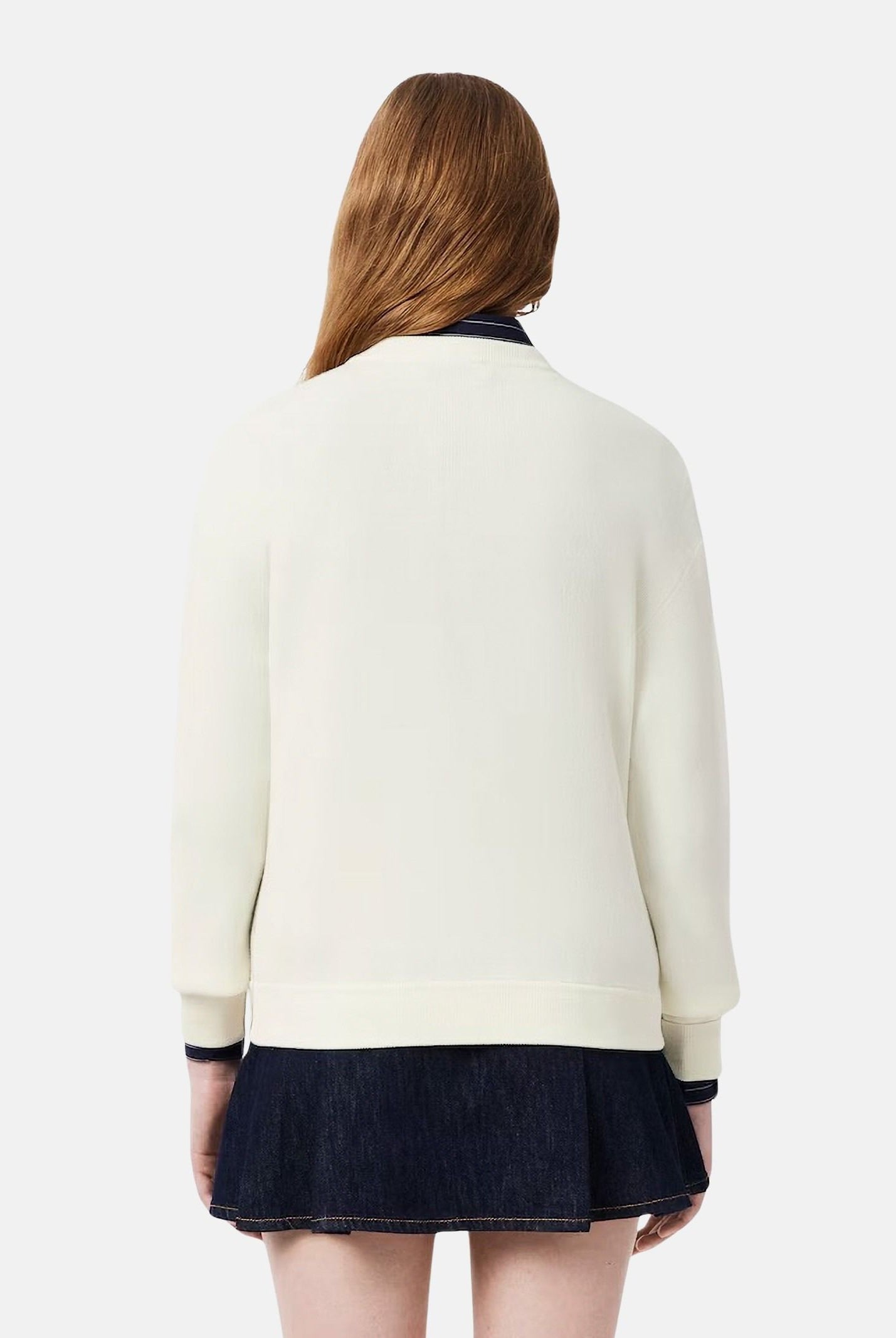 LACOSTE Maglione girocollo bianco-burro da donna con logo coccodrillo iconico AF4158 70V LACOSTE