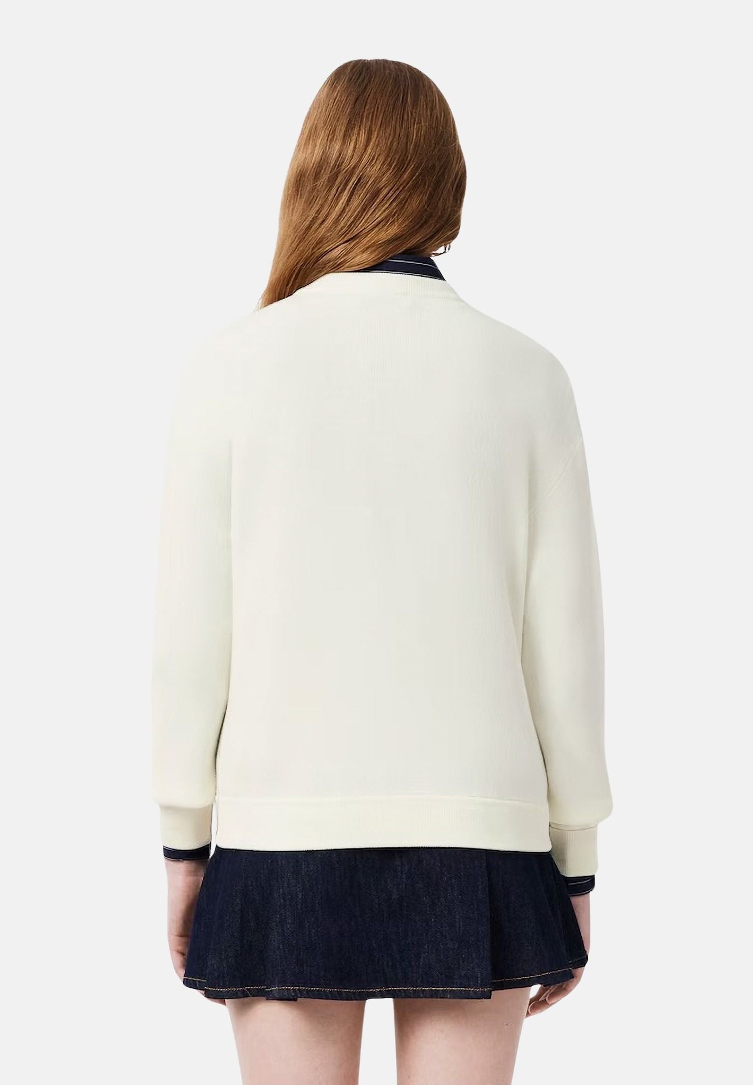 LACOSTE Maglione girocollo bianco-burro da donna con logo coccodrillo iconico AF4158 70V LACOSTE