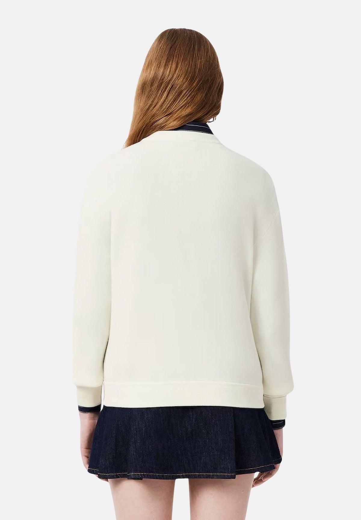 LACOSTE Maglione girocollo bianco-burro da donna con logo coccodrillo iconico AF4158 70V LACOSTE