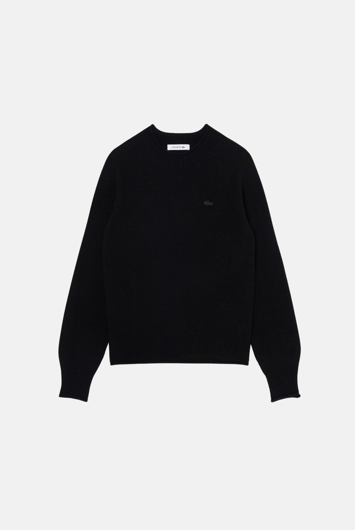 LACOSTE Maglione girocollo nero da donna in lana cardata AF4160 031 LACOSTE