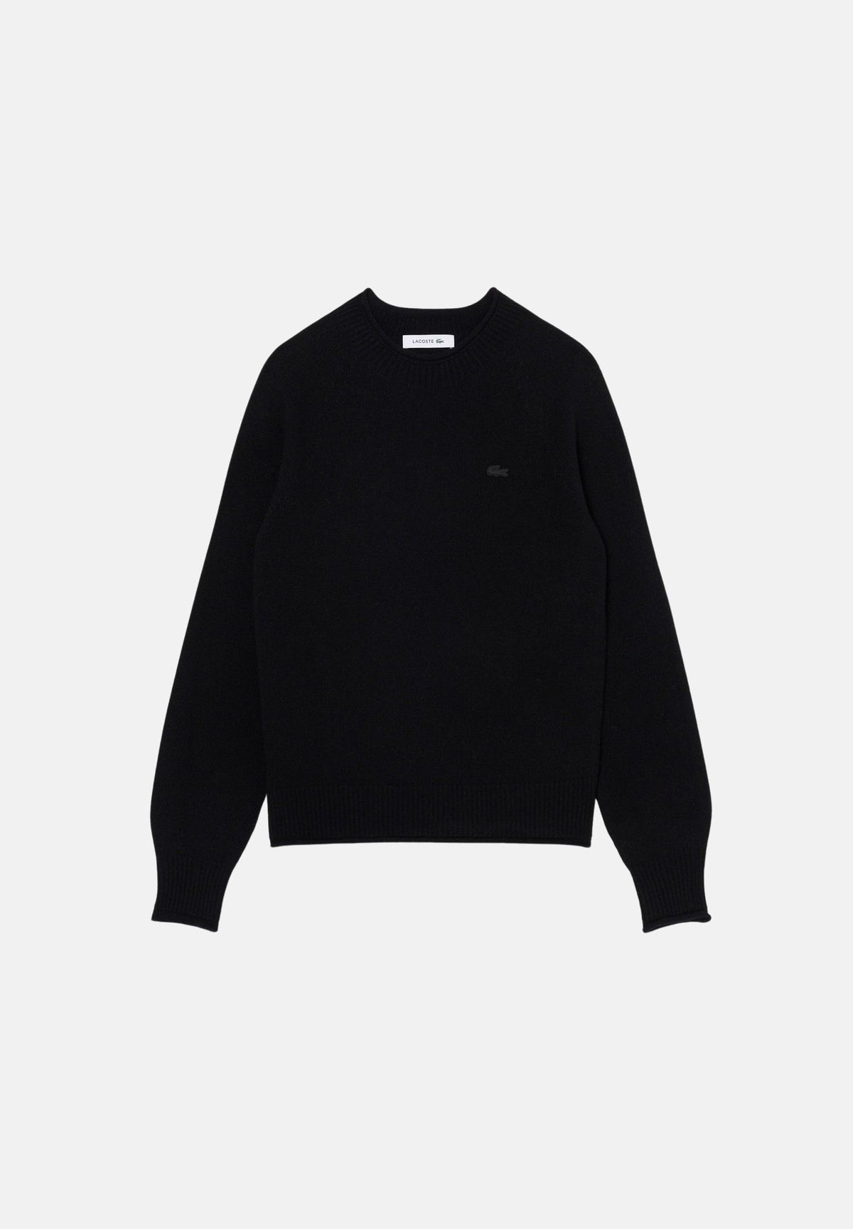 LACOSTE Maglione girocollo nero da donna in lana cardata AF4160 031 LACOSTE