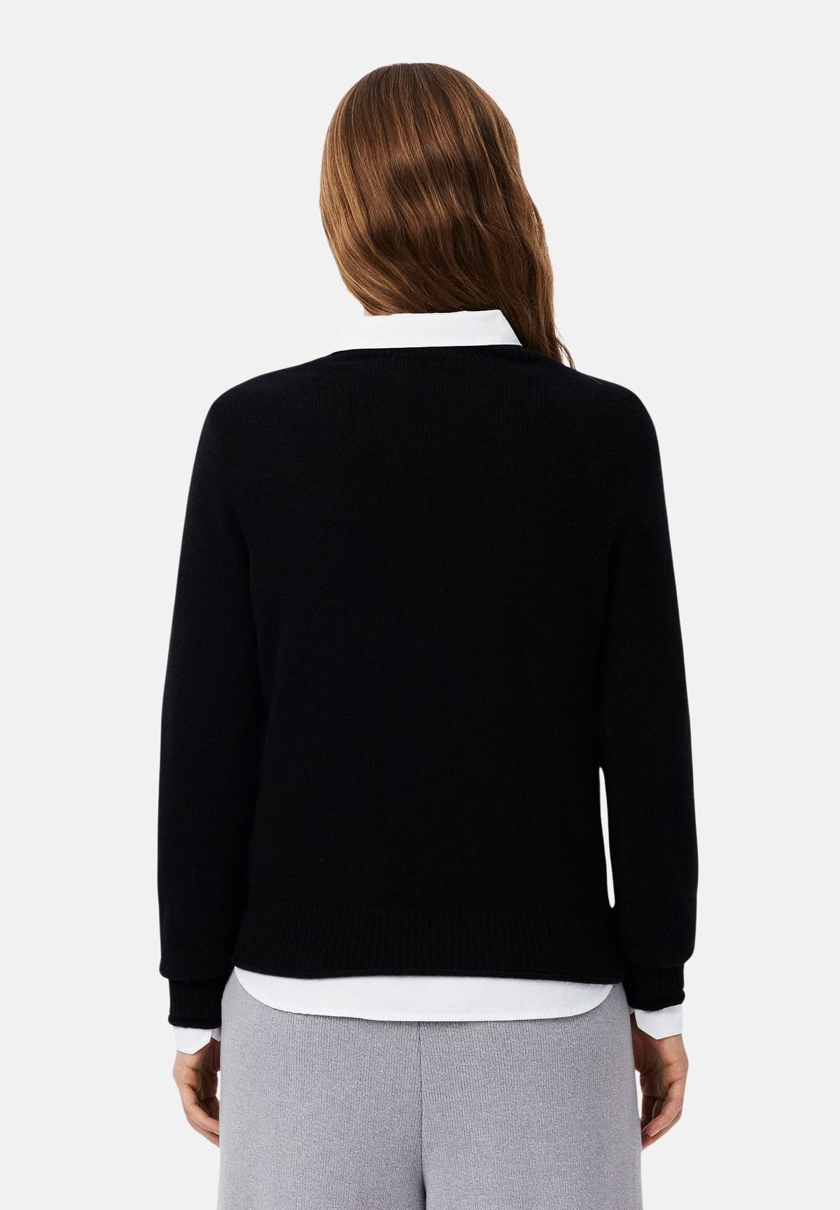 LACOSTE Maglione girocollo nero da donna in lana cardata AF4160 031 LACOSTE