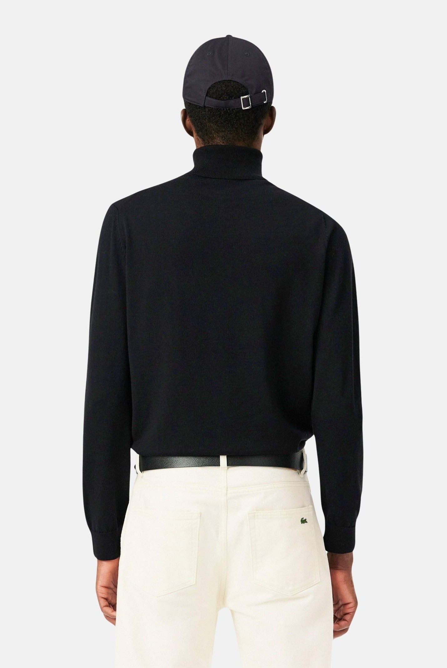 LACOSTE Maglia dolcevita in lana merino nero da uomo con iconico logo coccodrilo AH1959 031 LACOSTE