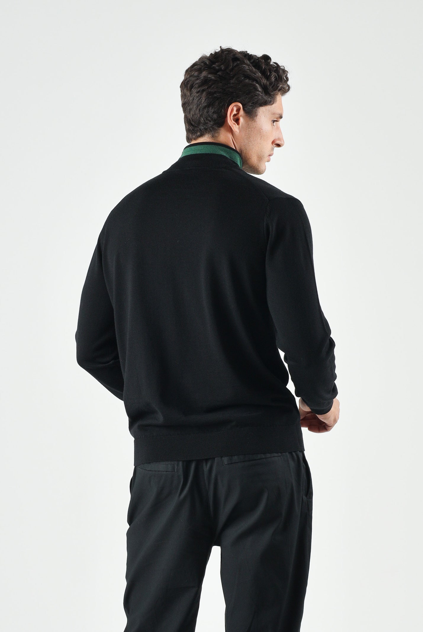 LACOSTE Maglia dolcevita in lana merino nero da uomo con iconico logo coccodrilo AH1959 031 LACOSTE