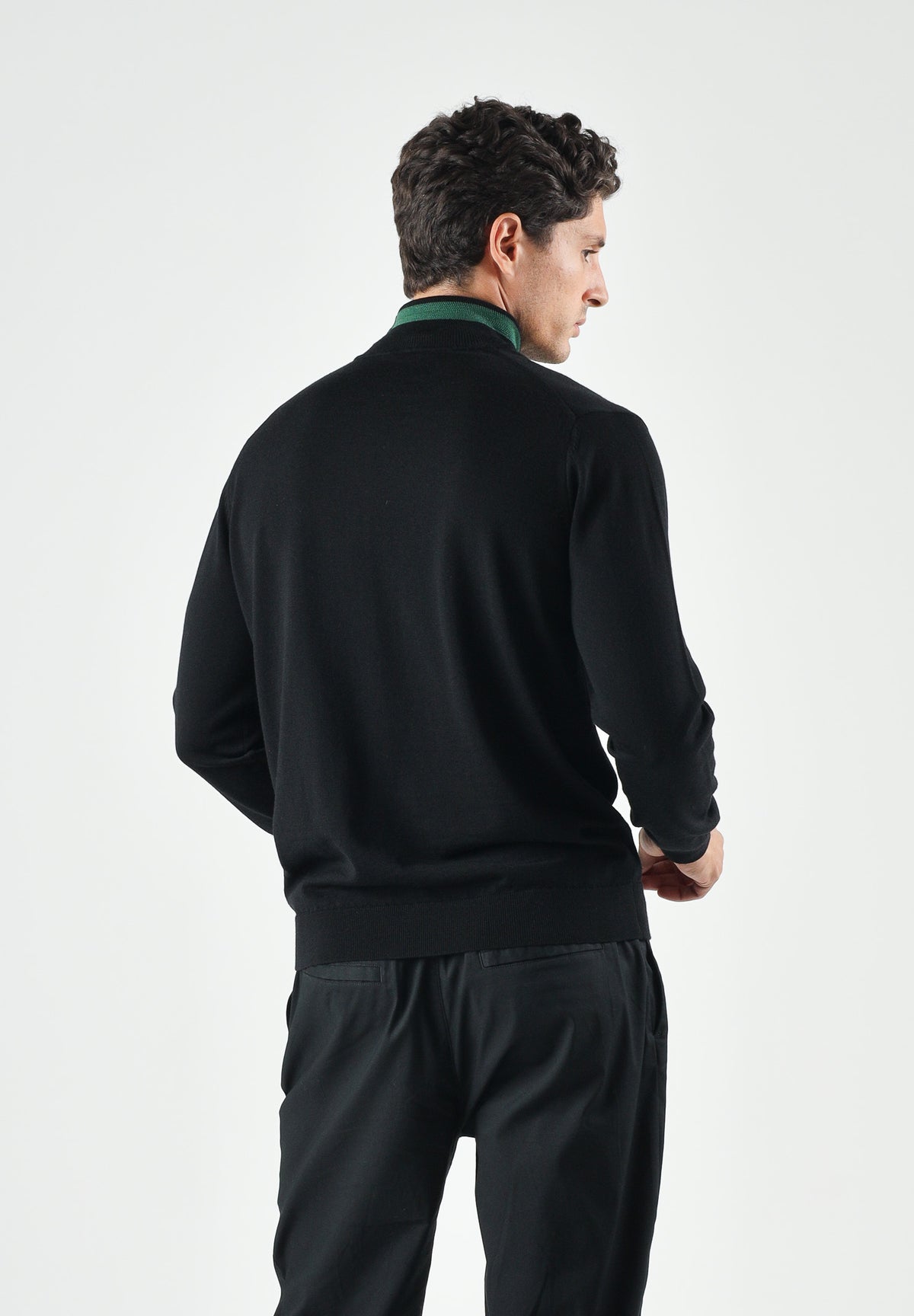 LACOSTE Maglia dolcevita in lana merino nero da uomo con iconico logo coccodrilo AH1959 031 LACOSTE