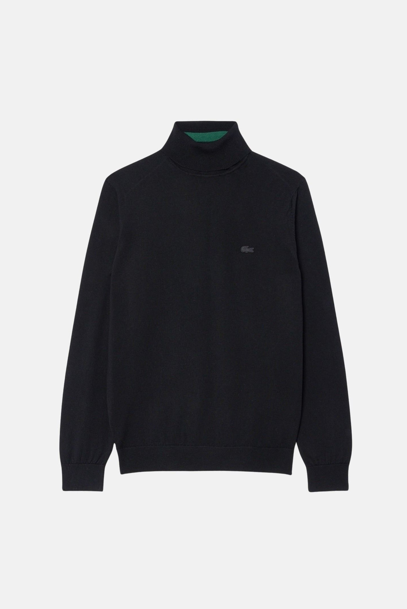 LACOSTE Maglia dolcevita in lana merino nero da uomo con iconico logo coccodrilo AH1959 031 LACOSTE