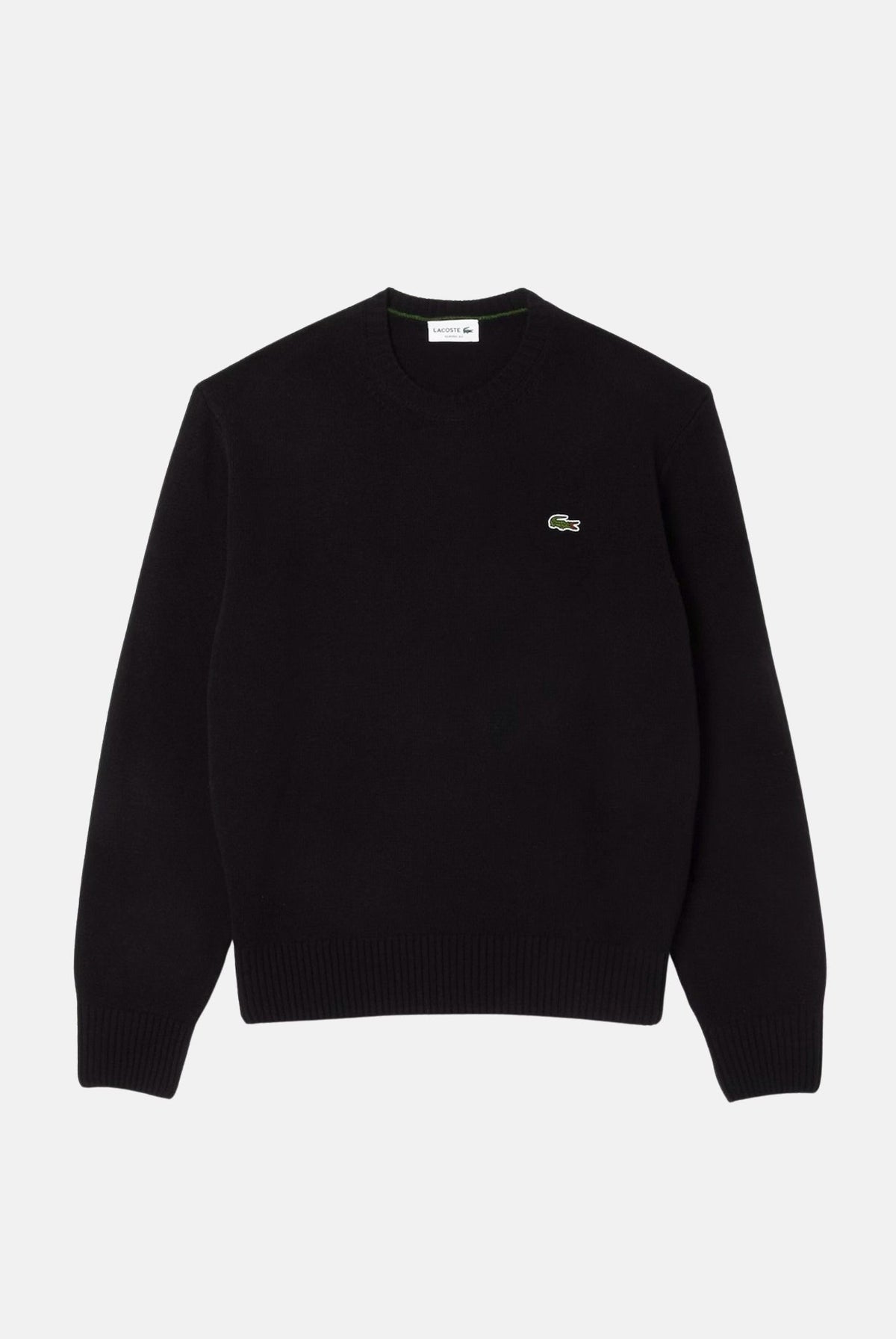 LACOSTE Maglia girocollo nera per uomo e donna con logo coccodrillo applicato AH2916 031 LACOSTE
