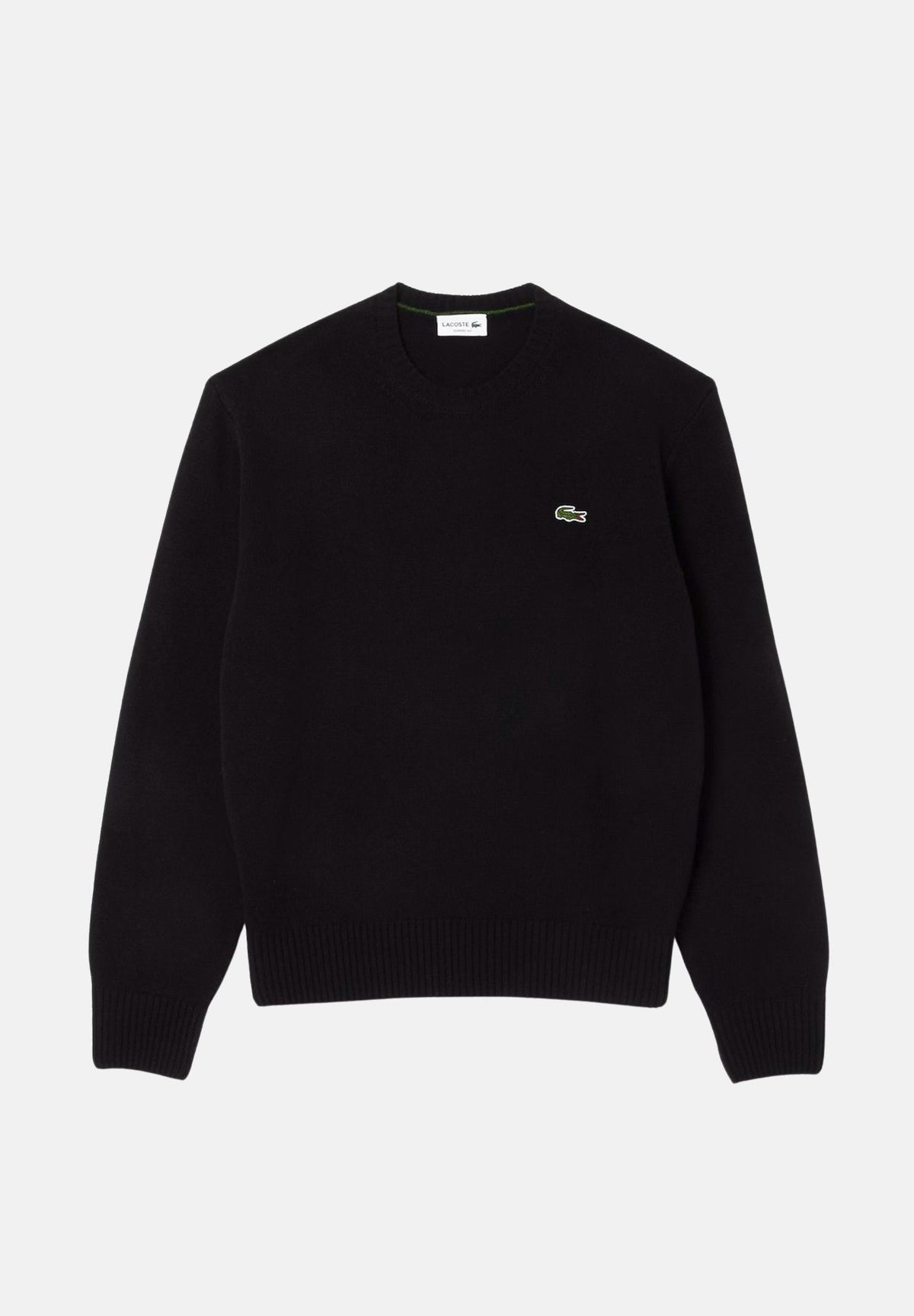 LACOSTE Maglia girocollo nera per uomo con scollo a girocollo e logo coccodrillo applicato AH2916 031 LACOSTE