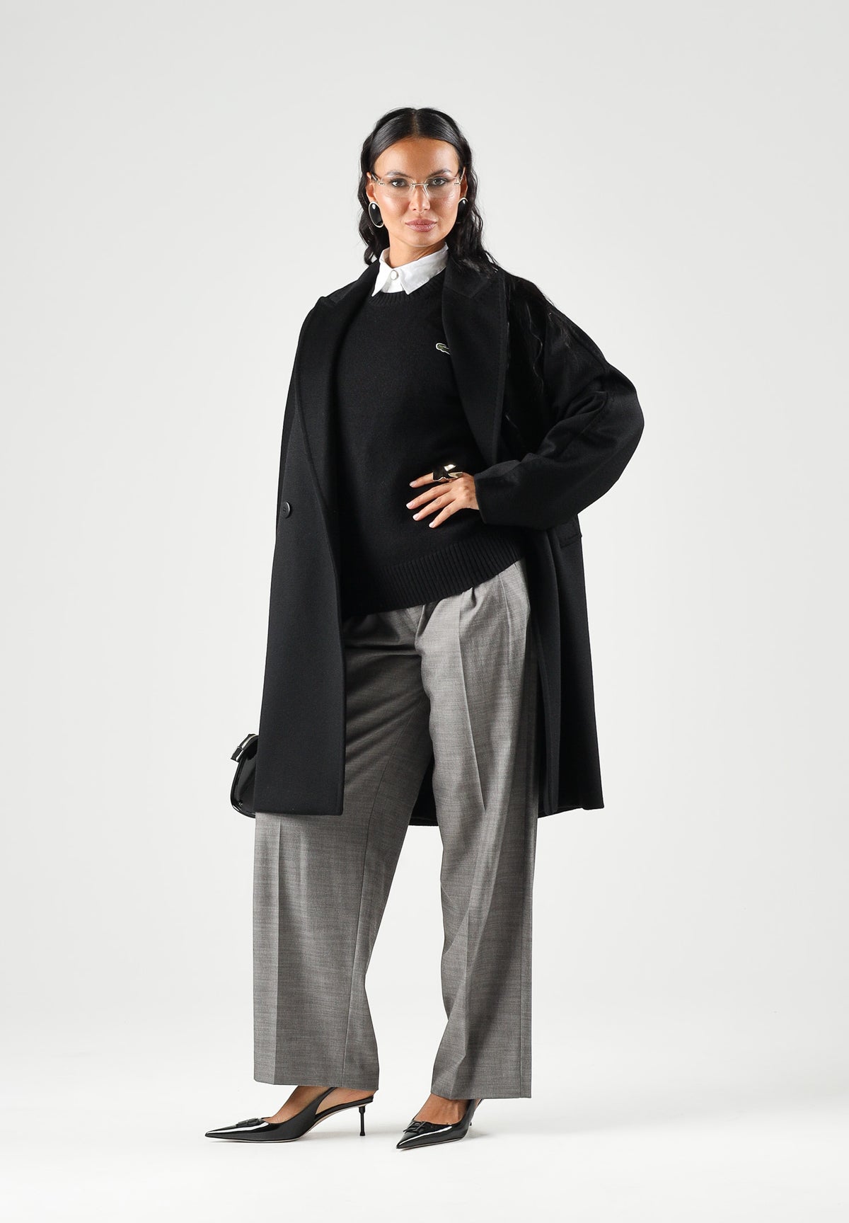 LACOSTE Maglione girocollo nero per uomo e donna con logo coccodrillo applicato AH2916 031 LACOSTE