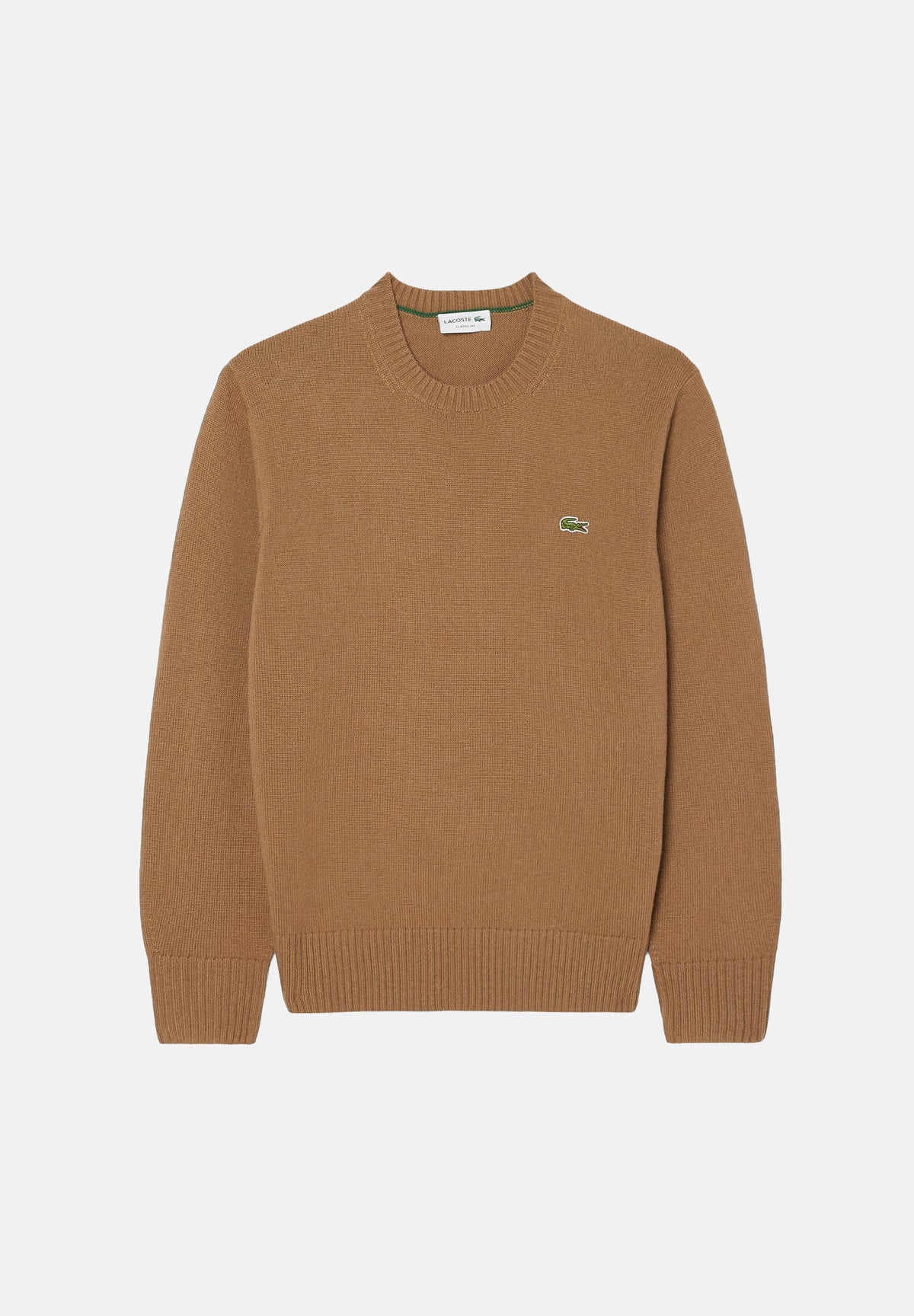 LACOSTE Maglia girocollo WOOL CREWNECK JUMPER beige per uomo e donna con logo iconico ricamato AH2916 SIX LACOSTE