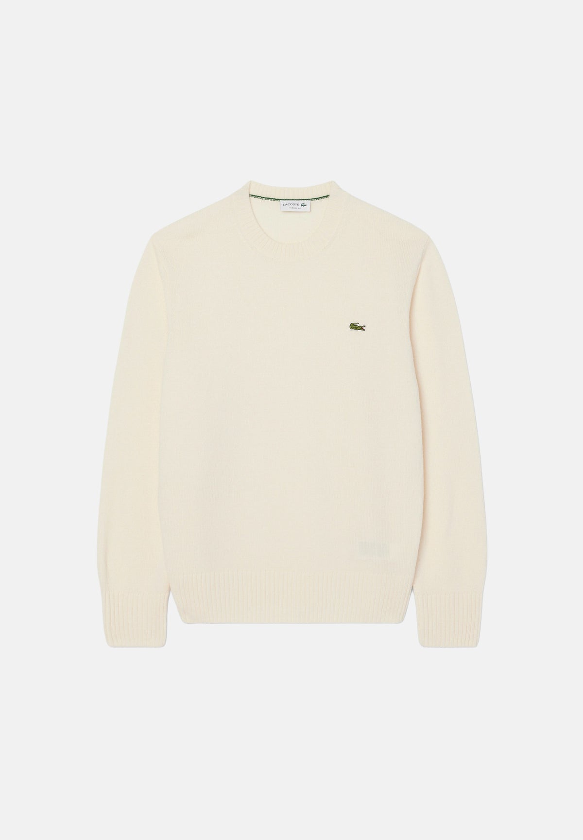 LACOSTE Maglia girocollo WOOL CREWNECK panna per uomo e donna con logo iconico ricamato. AH2916 XFJ LACOSTE