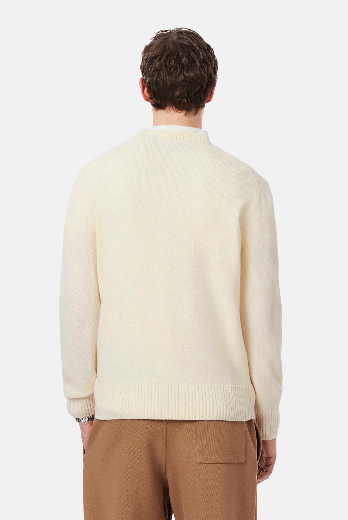 LACOSTE Maglione girocollo WOOL CREWNECK panna per uomo e donna con logo iconico ricamato. AH2916 XFJ LACOSTE
