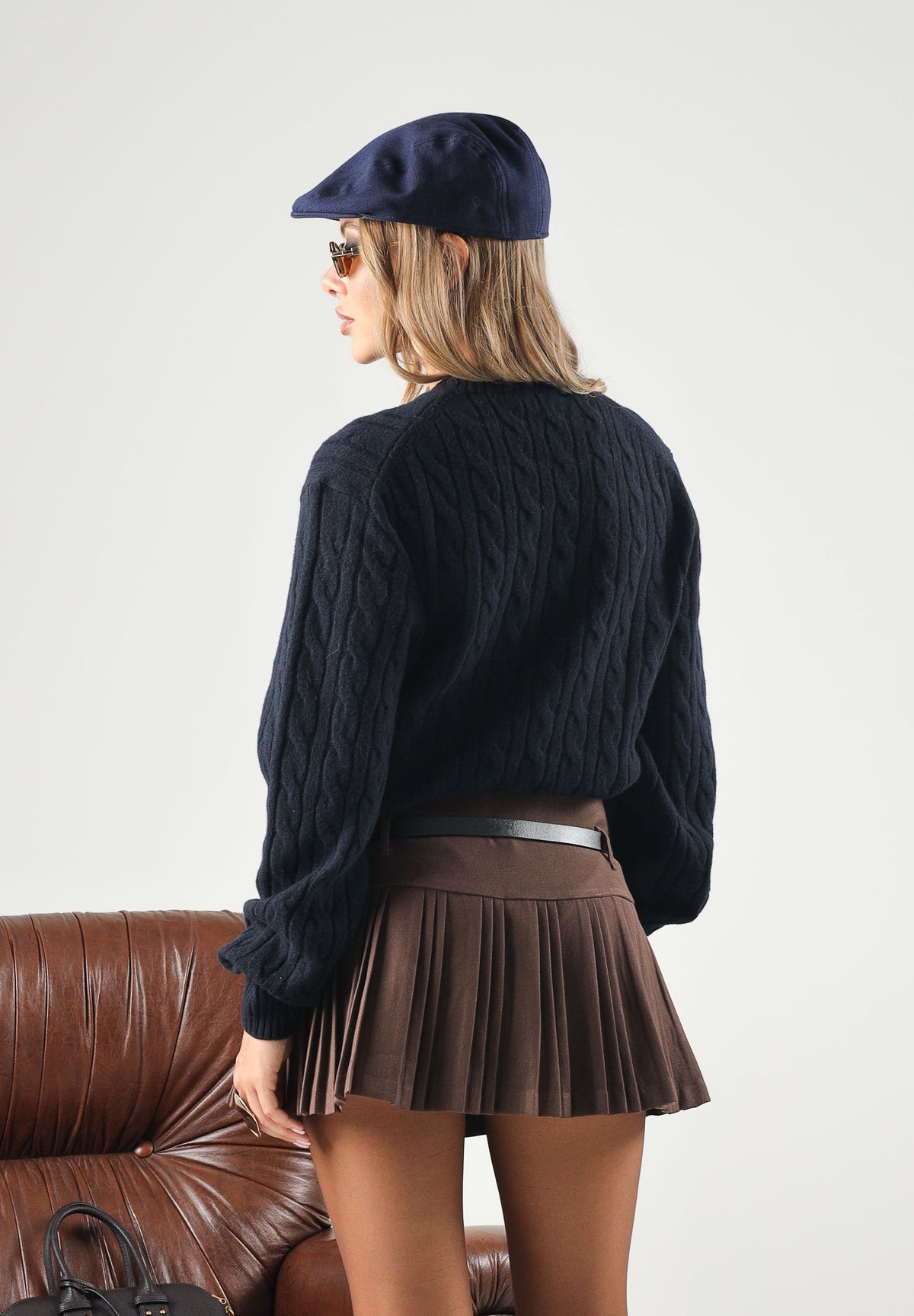 LACOSTE Maglione girocollo CABLE KNIT JUMPER blu in lana con lavorazione a trecce per uomo e donna AH2924 166 LACOSTE
