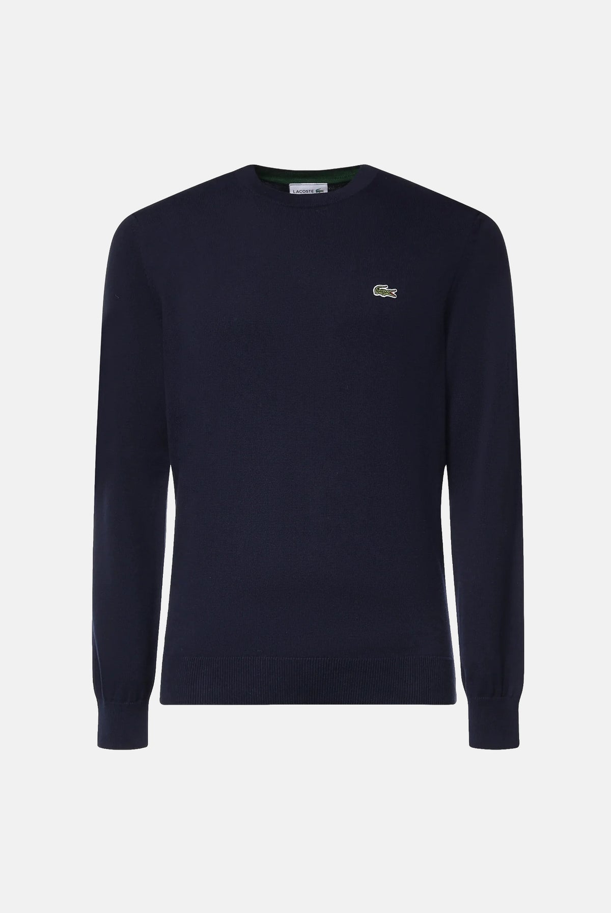 LACOSTE Pullover girocollo blu da uomo con logo laterale coccodrillo<BR/> AH3225 166 LACOSTE