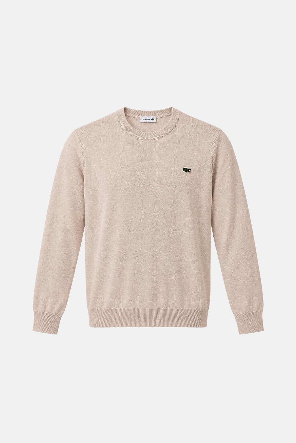 LACOSTE Maglia girocollo beige chiaro da uomo con mini logo iconico AH3225 XFJ LACOSTE