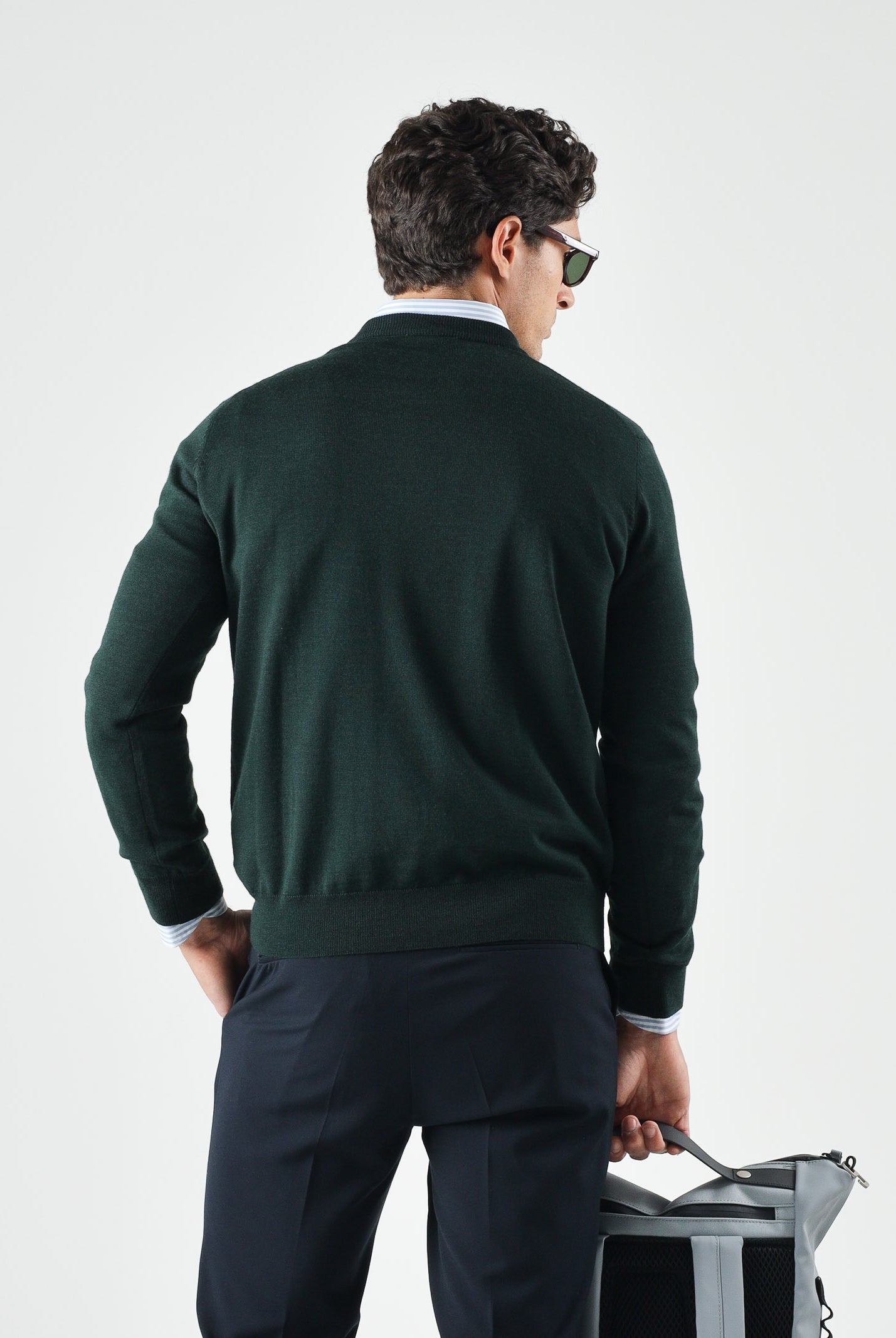 LACOSTE maglia girocollo verde scuro da uomo con iconico logo coccodrillo laterale AH3225 YZP LACOSTE