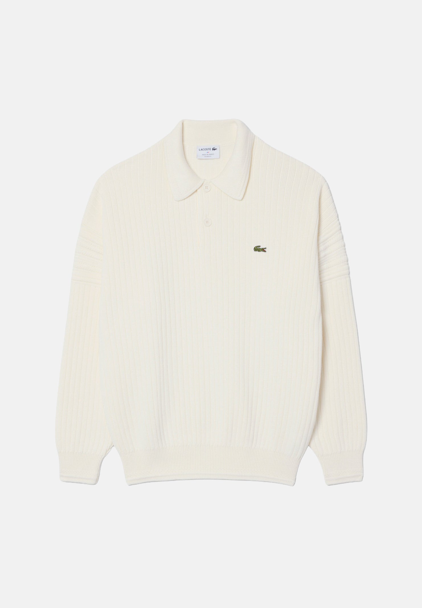 LACOSTE Polo ZIP COLLAR KNIT bianco da uomo in maglia con colletto aperto AH8574 70V LACOSTE