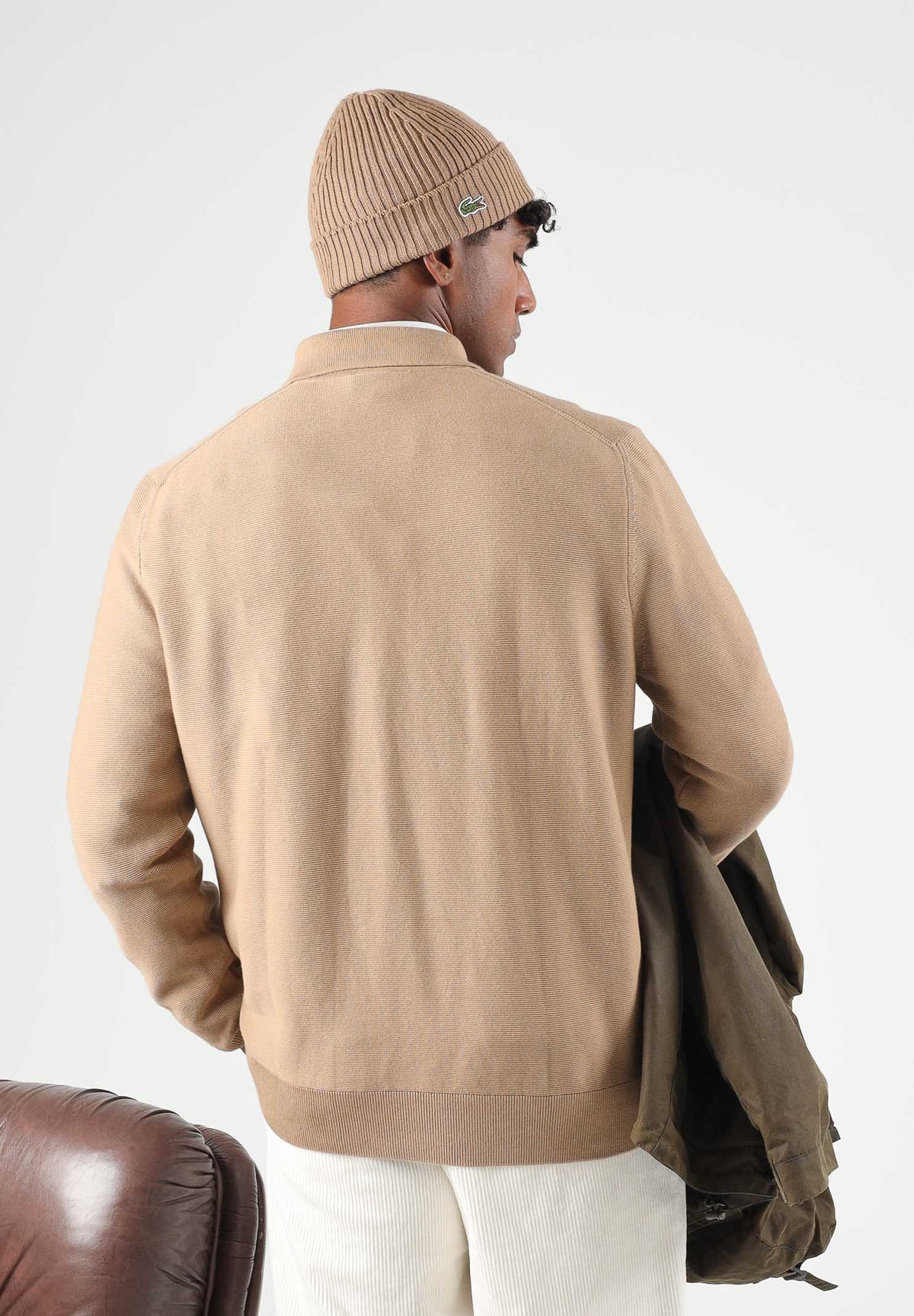 LACOSTE Polo manica lunga nocciola per uomo e donna con colletto classico AH9904 SIX LACOSTE