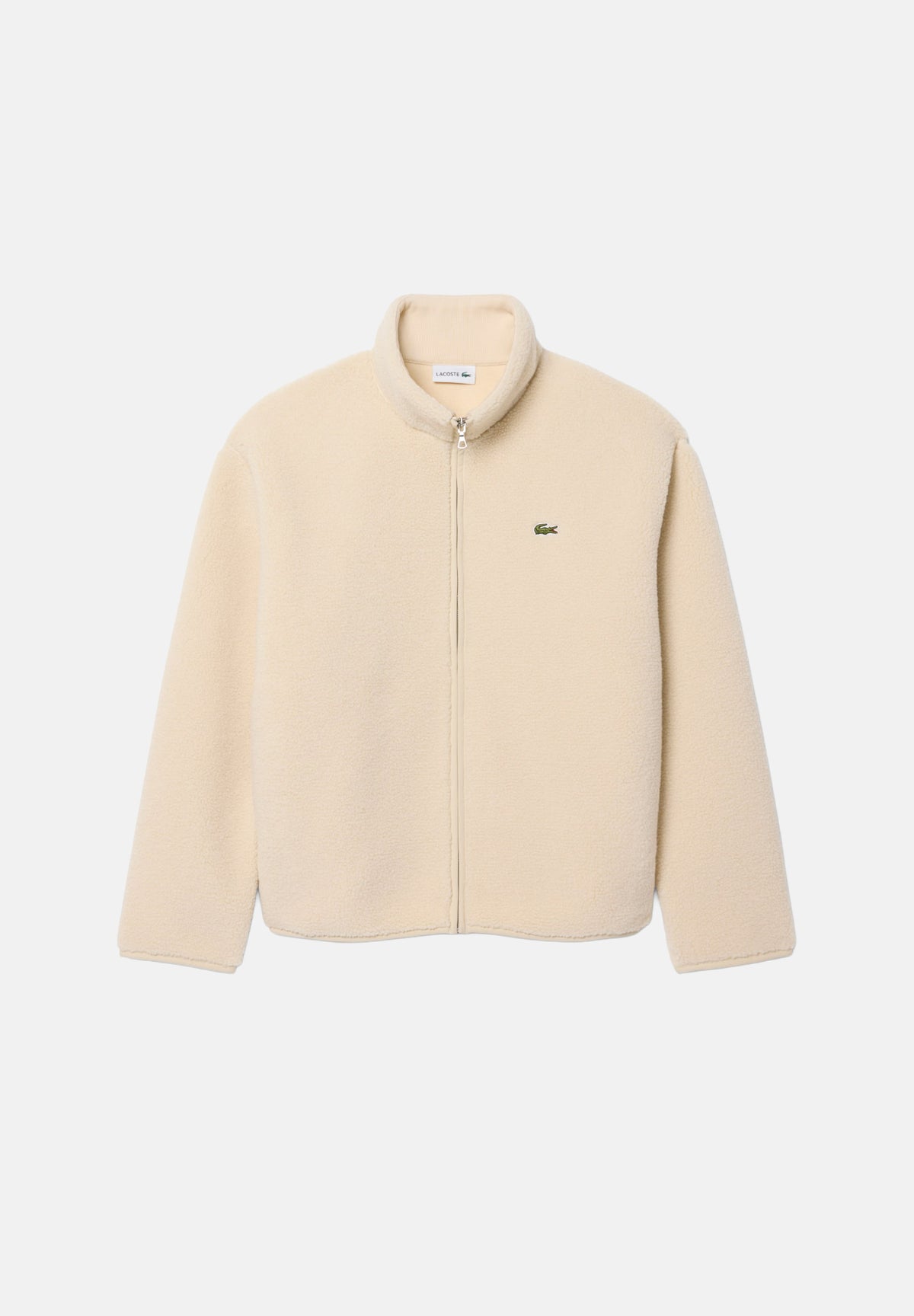 LACOSTE Giubbotto-montone FLEECE ZIP-UP JACKET panna per uomo con chiusura a zip integrale BH8672 056 LACOSTE