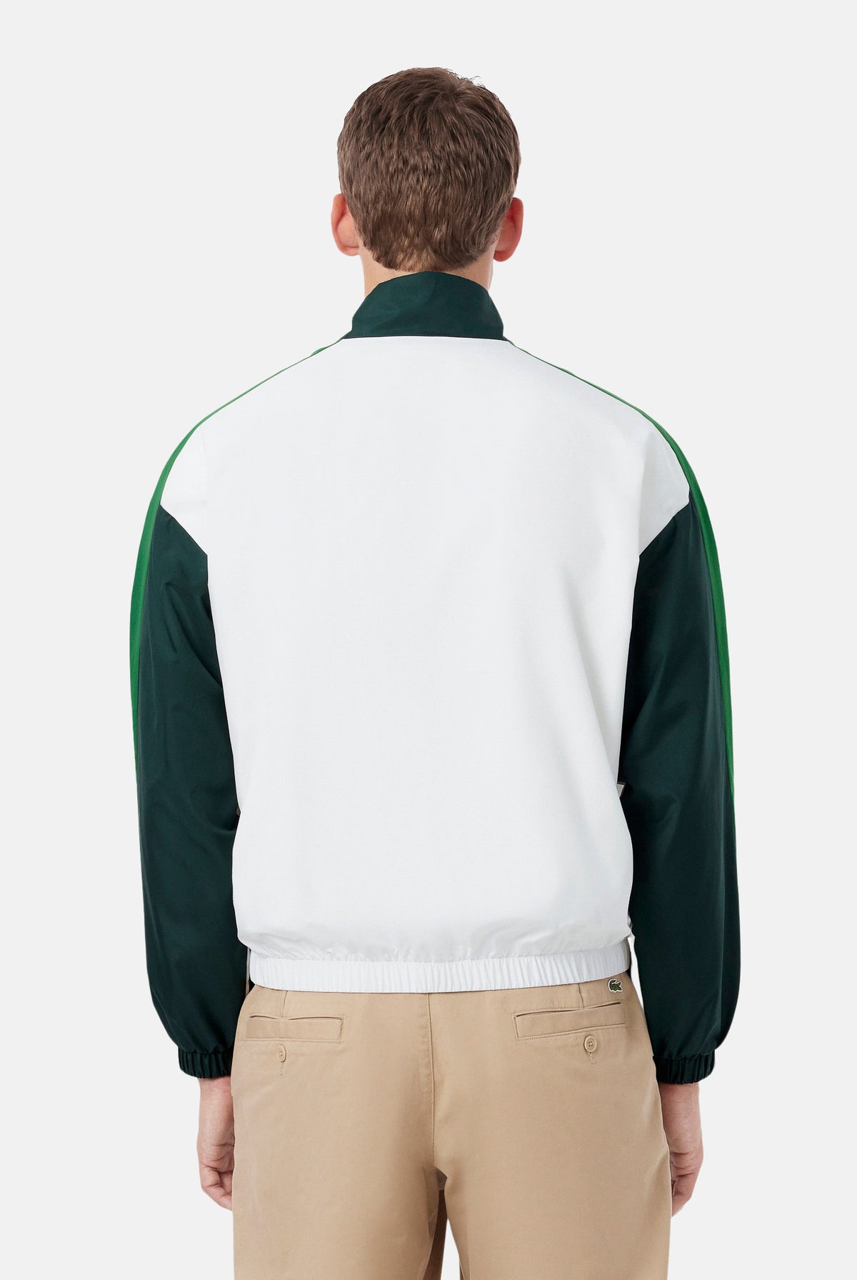 LACOSTE Giacca a vento COLORBLOCK TRACK verde da uomo con design bicolore realizata in tessuto tecnico acetato BH8704 TE2 LACOSTE