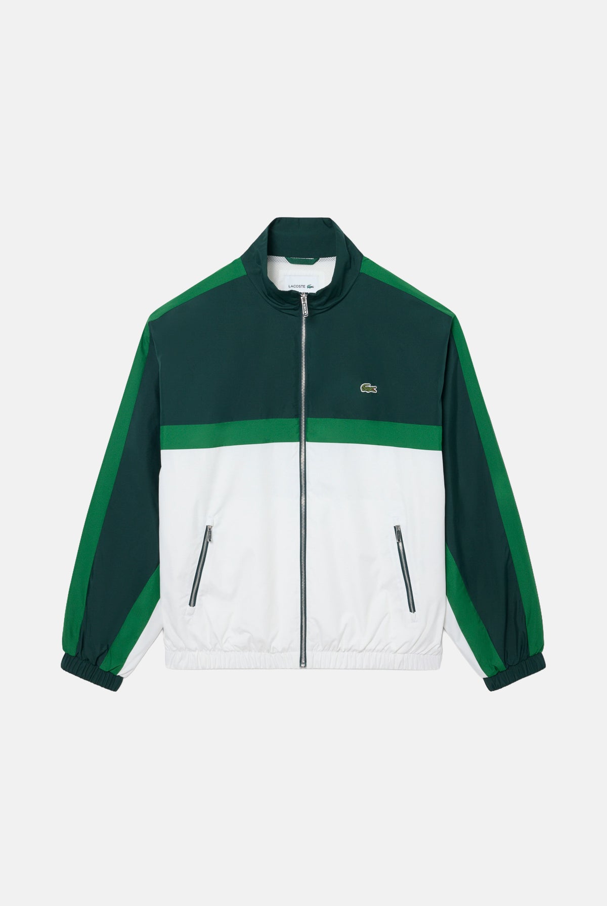 LACOSTE Giacca a vento COLORBLOCK TRACK verde da uomo con design bicolore realizata in tessuto tecnico acetato BH8704 TE2 LACOSTE