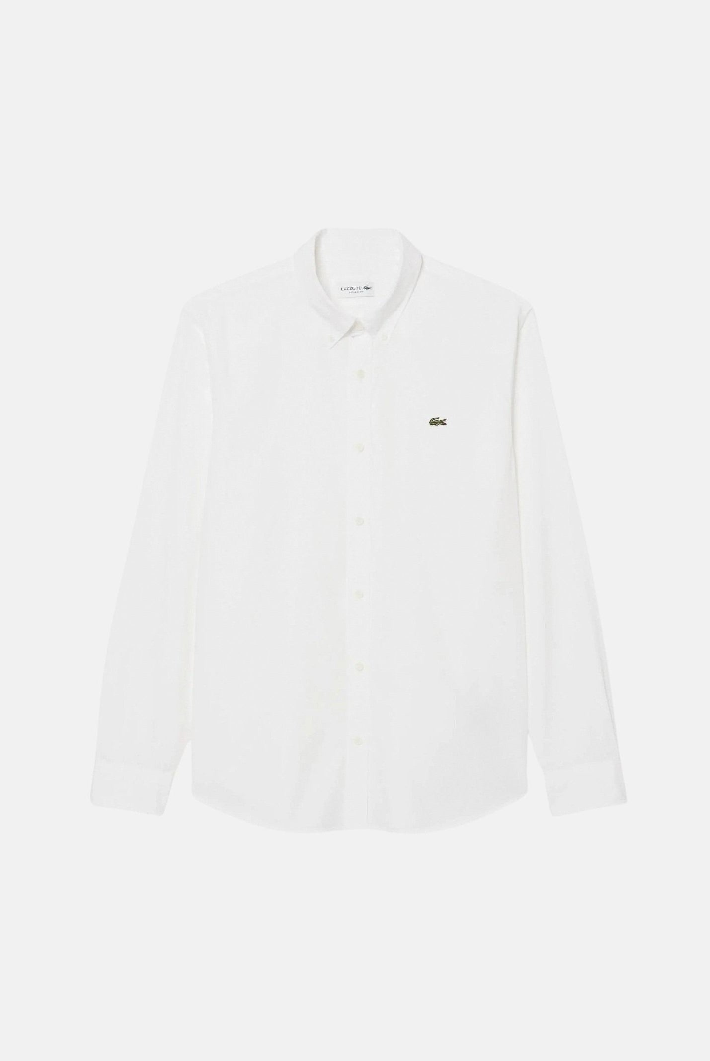 LACOSTE Camicia a manica lunga bianca da uomo con patch logo CH2933 001. LACOSTE