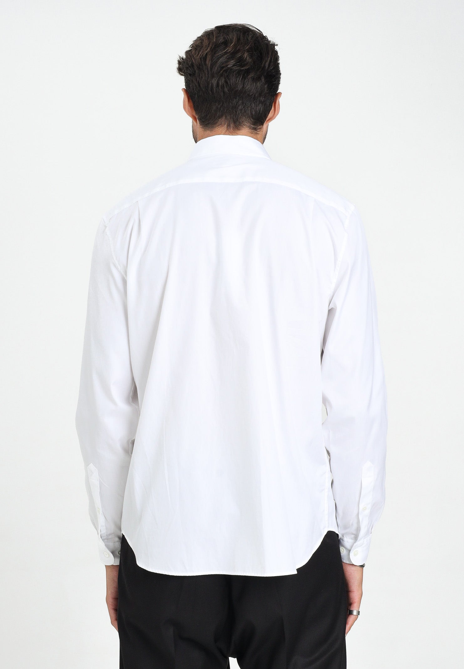 LACOSTE Camicia a manica lunga bianca da uomo con patch logo CH2933 001. LACOSTE