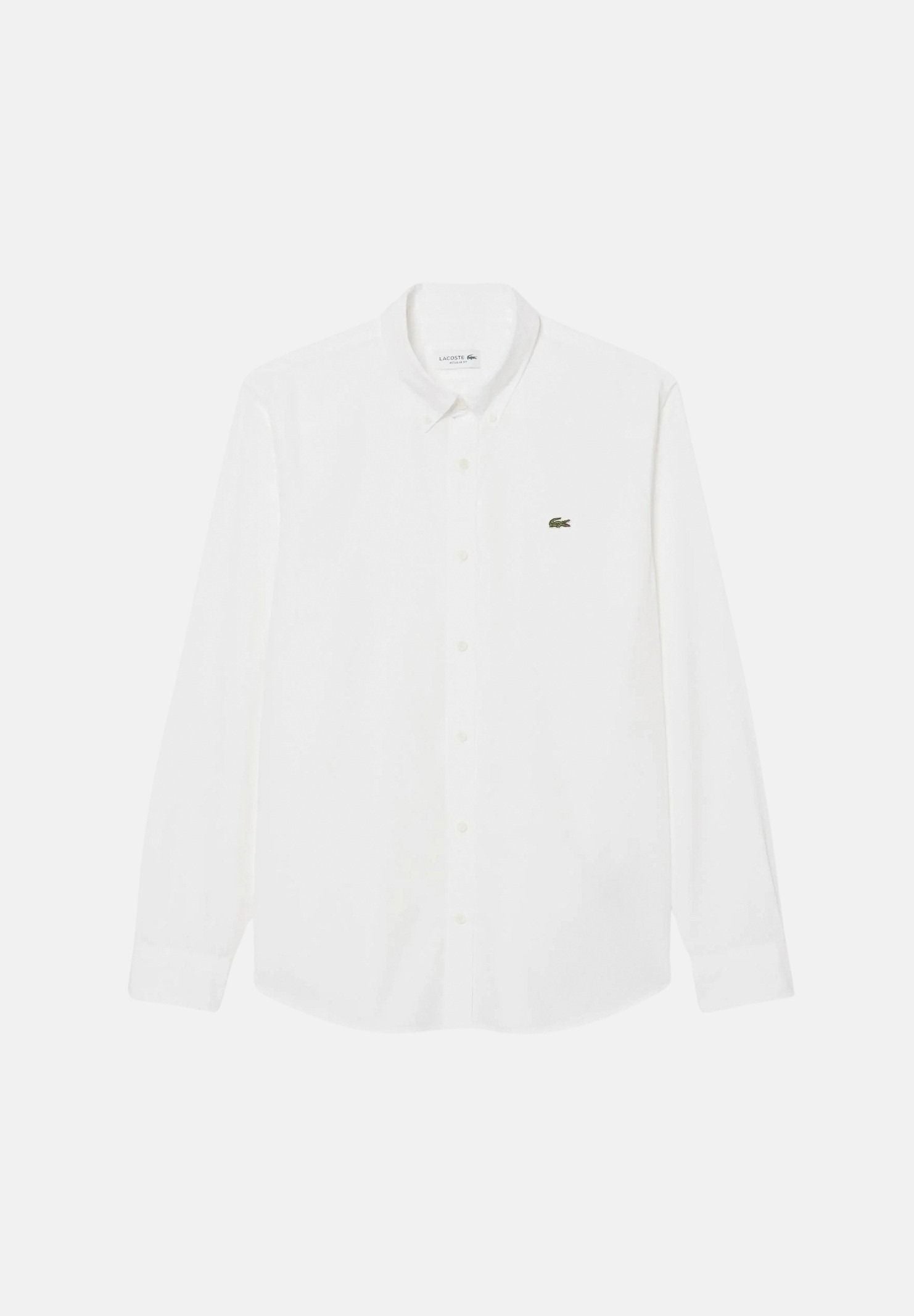 LACOSTE Camicia a manica lunga bianca da uomo con patch logo CH2933 001. LACOSTE