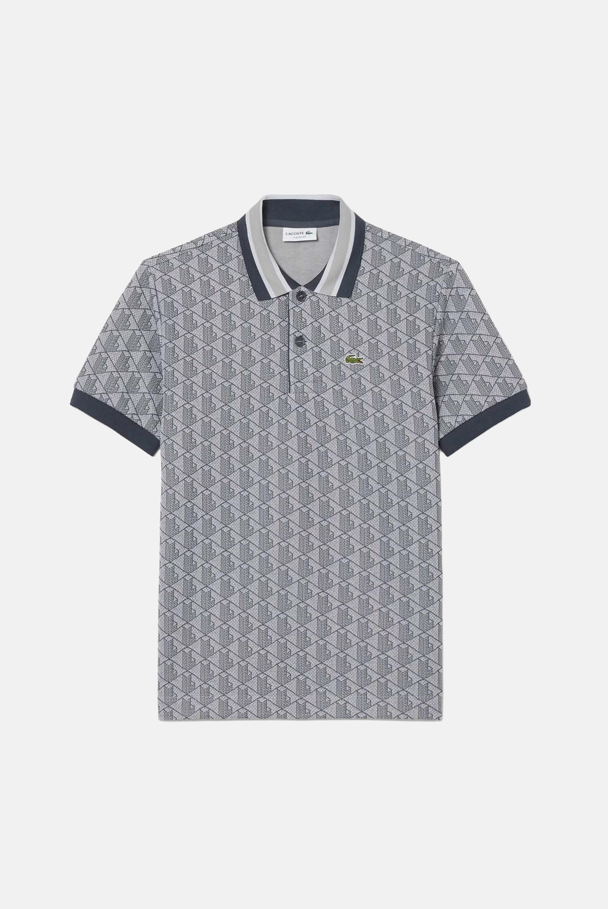 LACOSTE Polo manica corta grigia da uomo con motivo monogram DH1417 41I LACOSTE