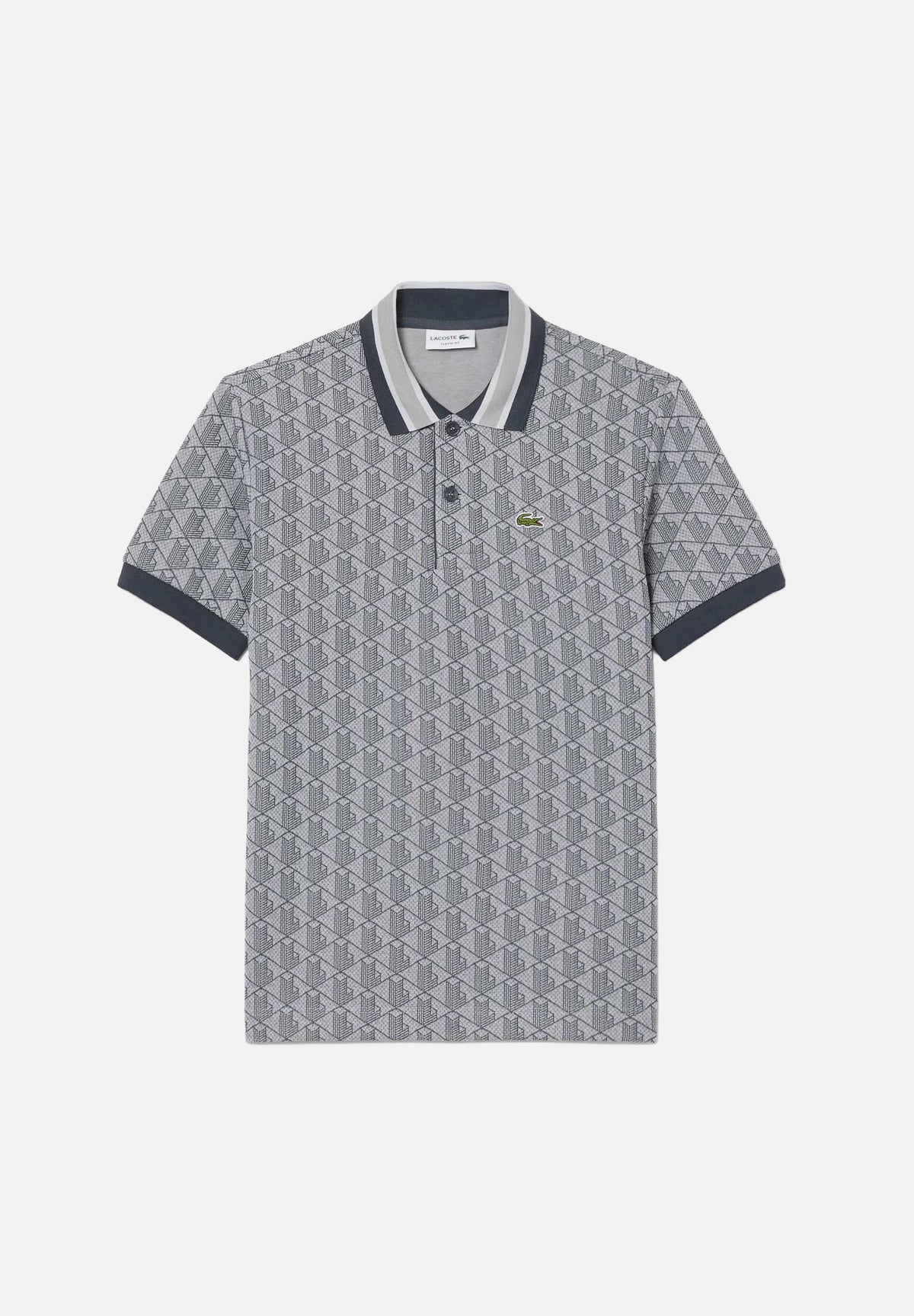 LACOSTE Polo manica corta grigia da uomo con motivo monogram DH1417 41I LACOSTE