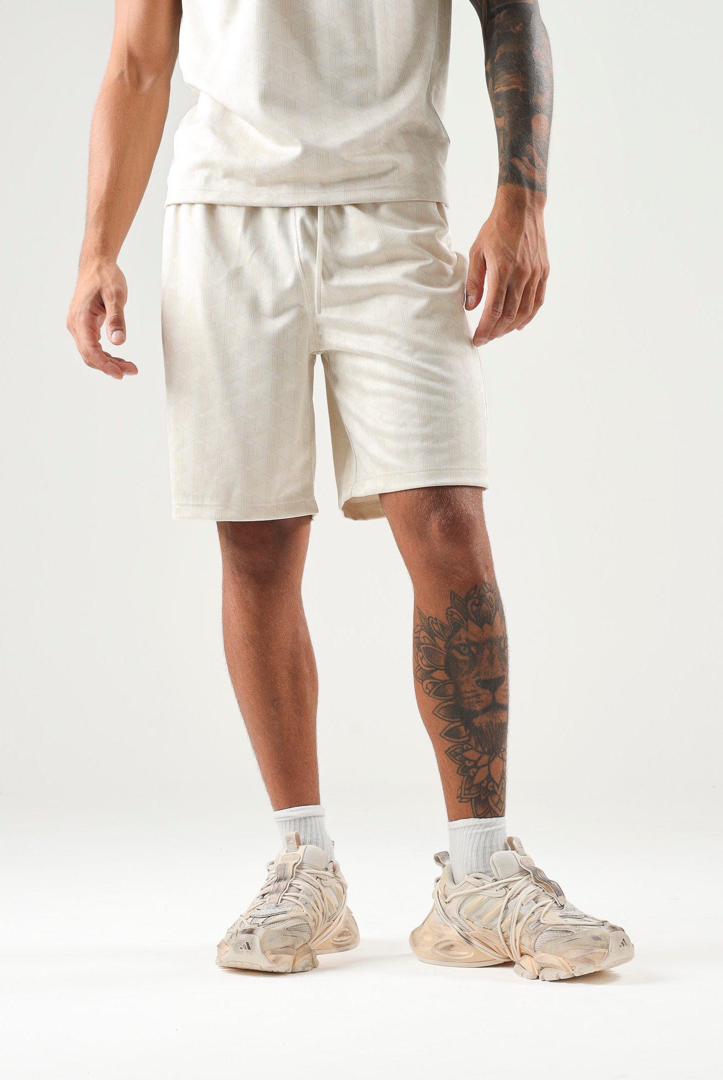 LACOSTE Shorts monogram bianco da uomo in tinta unita GH9794 8LX LACOSTE