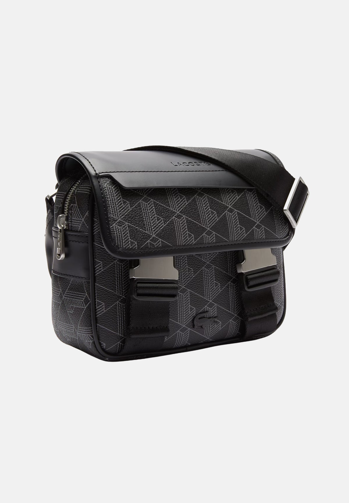 LACOSTE Borsa a tracolla nera per uomo e donna con monogramma The Blend NH3787 H45 LACOSTE